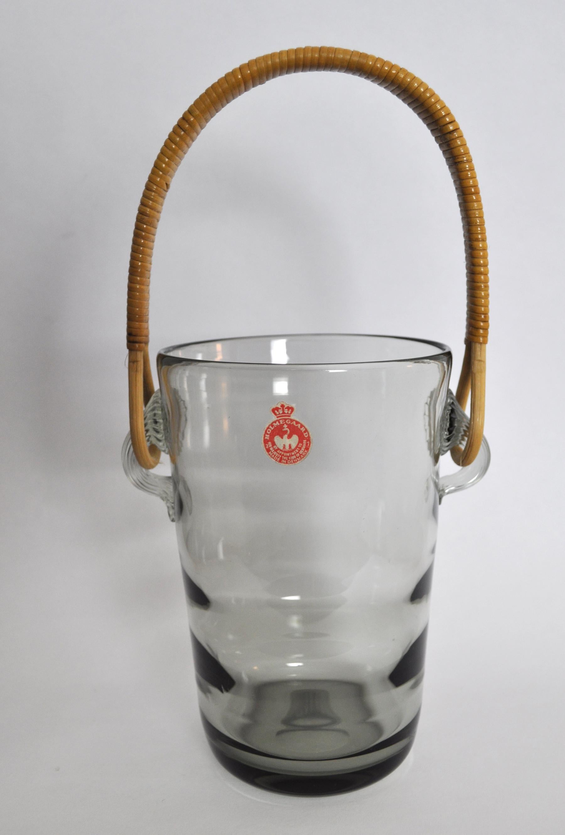 Ice Bucket with Cane Handle Designed by Jacob E. Bang for Holmegaard, 1937 In Good Condition For Sale In Vordingborg, DK