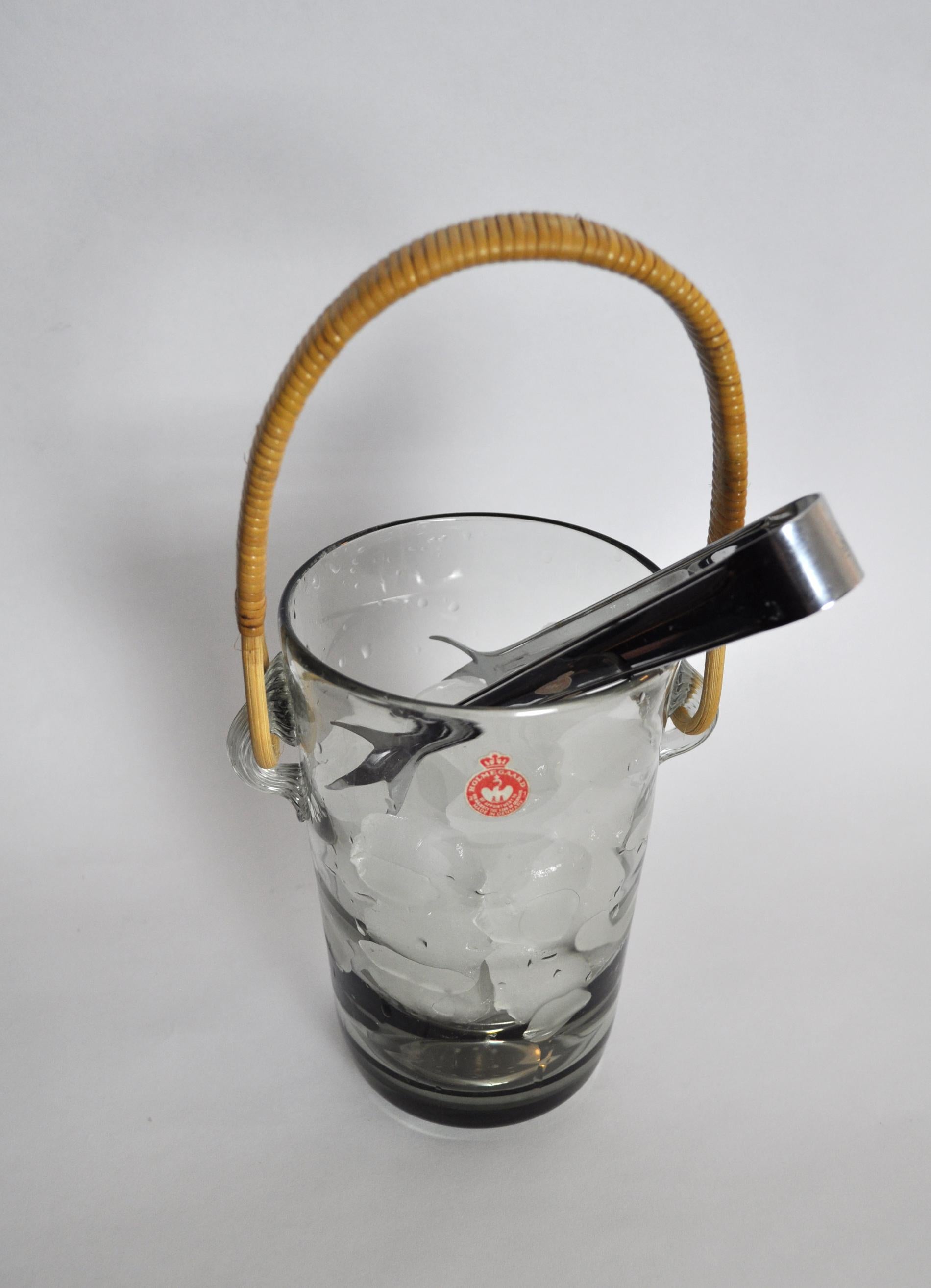 Ice Bucket with Cane Handle Designed by Jacob E. Bang for Holmegaard, 1937 For Sale 1