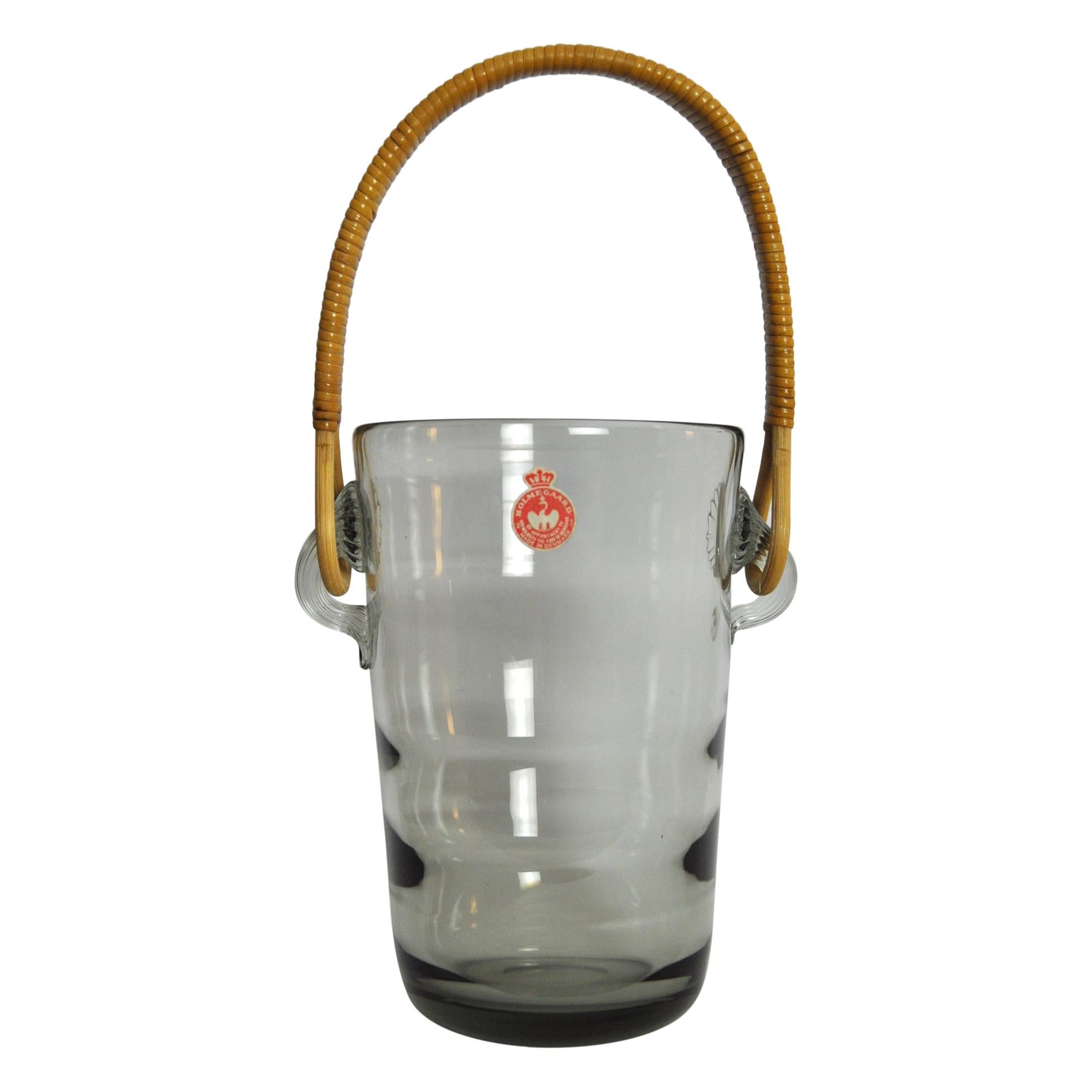 Ice Bucket with Cane Handle Designed by Jacob E. Bang for Holmegaard, 1937 For Sale