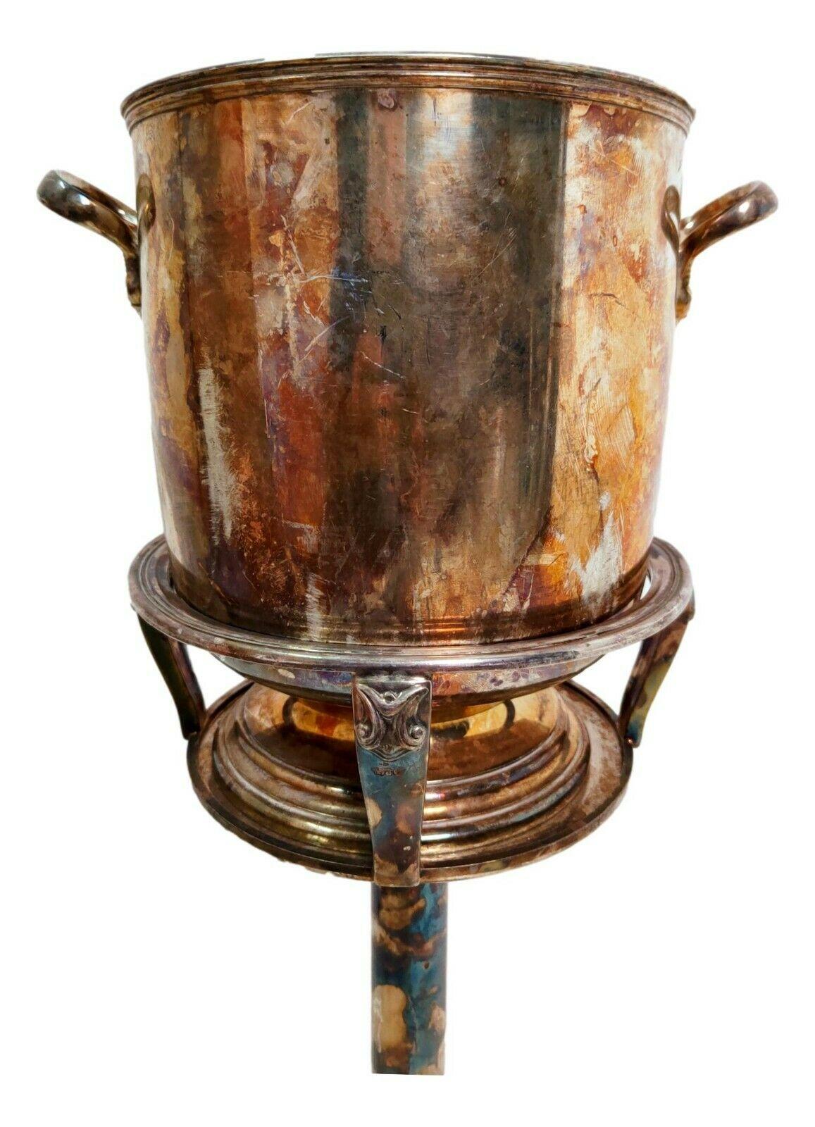 Metal Ice Bucket with Column Made by Sambonet, 1960s