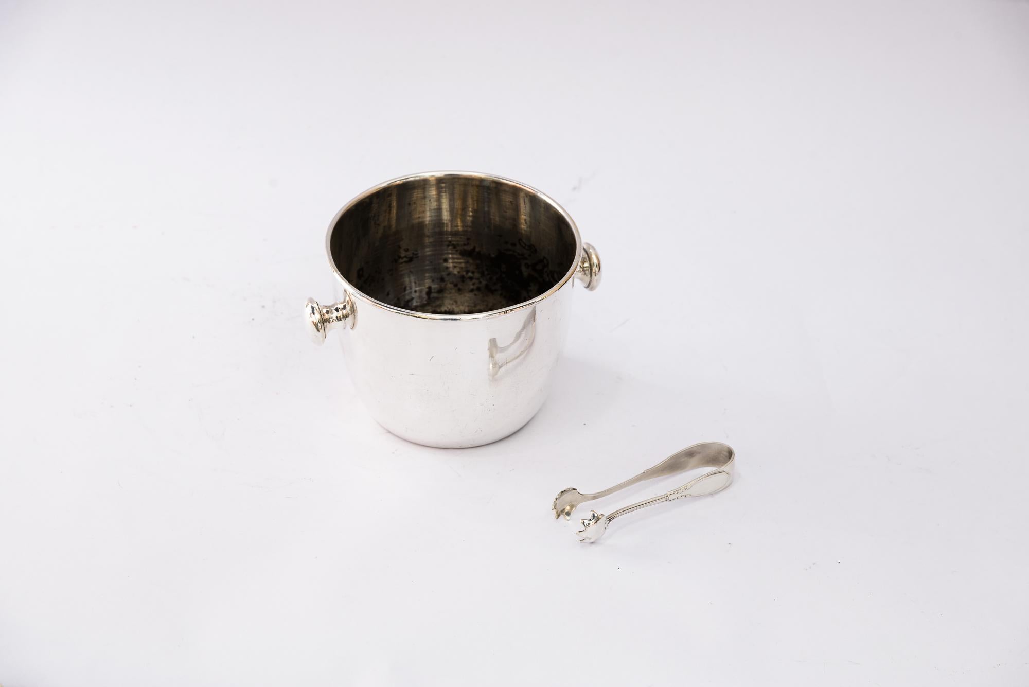 Mid-Century Modern Ice Bucket with Ice Tong around 1950s For Sale