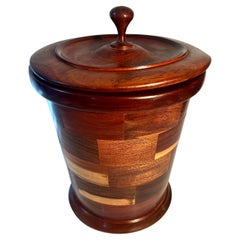 Seau à glace avec pièces incrustées en Wood Woods variés, doublé et avec couvercle amovible