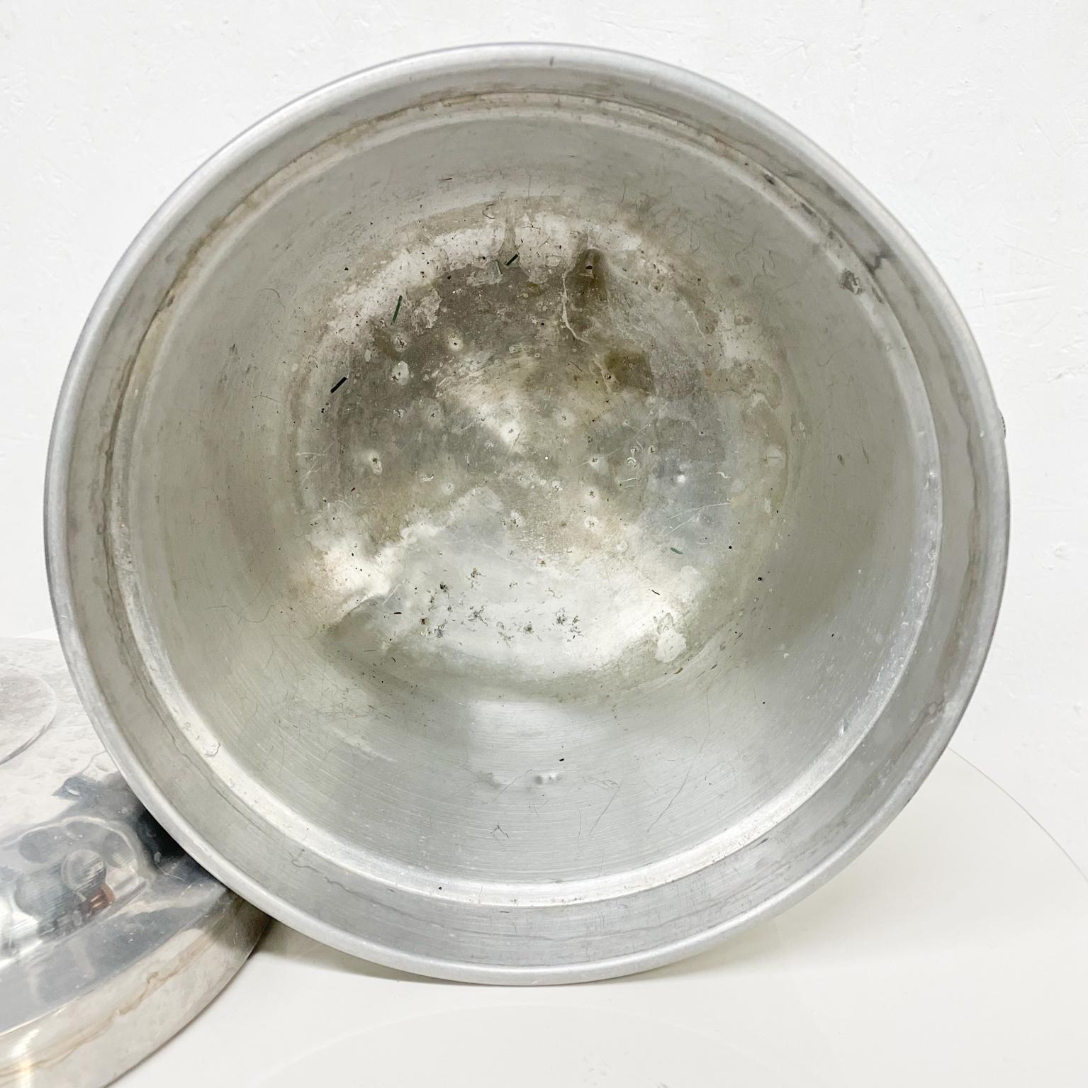 Ice Bucket XL Italy Hammered Aluminum Vintage Mid-Century Modern 2