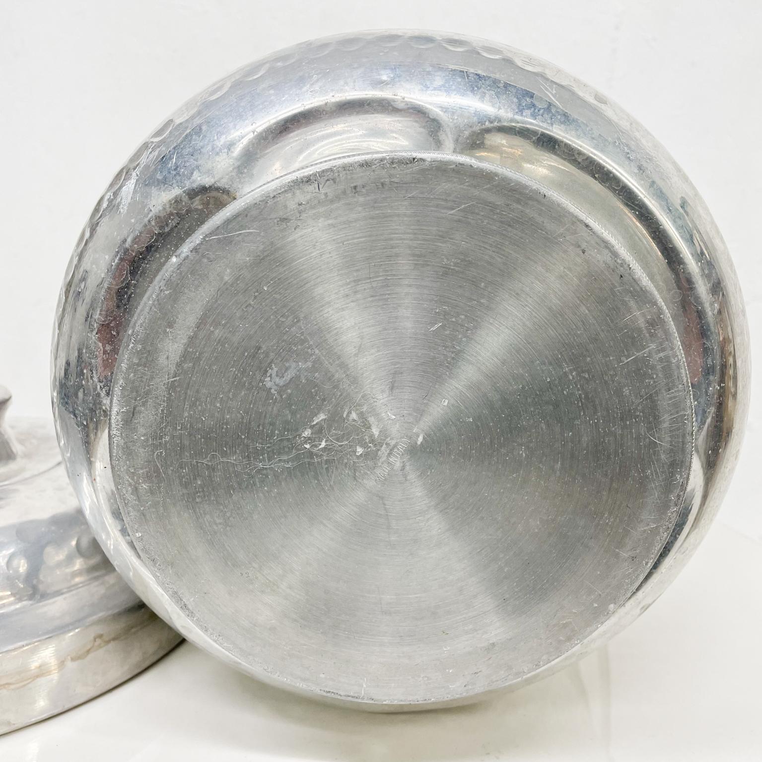 Ice Bucket XL Italy Hammered Aluminum Vintage Mid-Century Modern 4