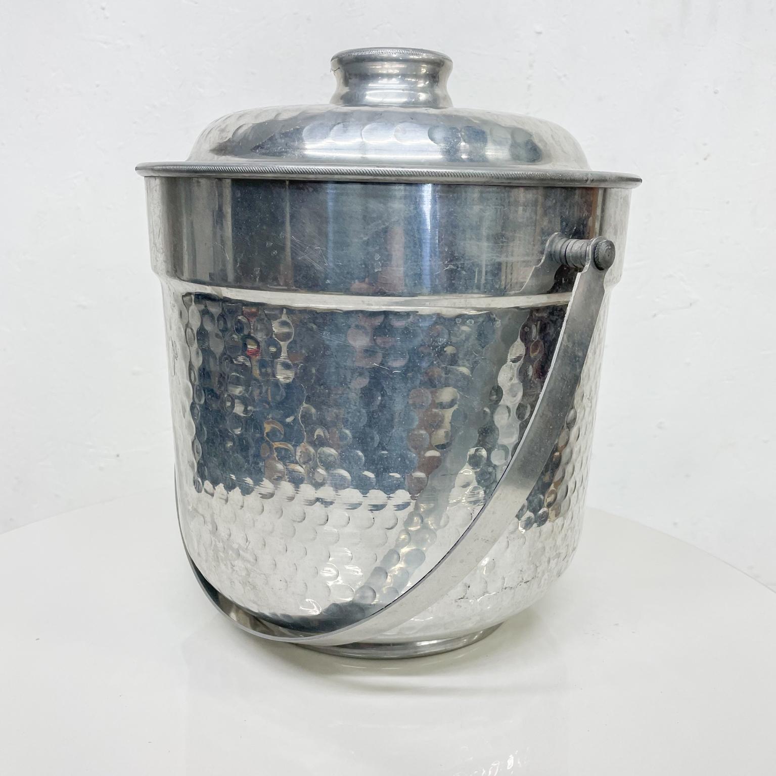 Ice Bucket XL Italy Hammered Aluminum Vintage MidCentury Modern For