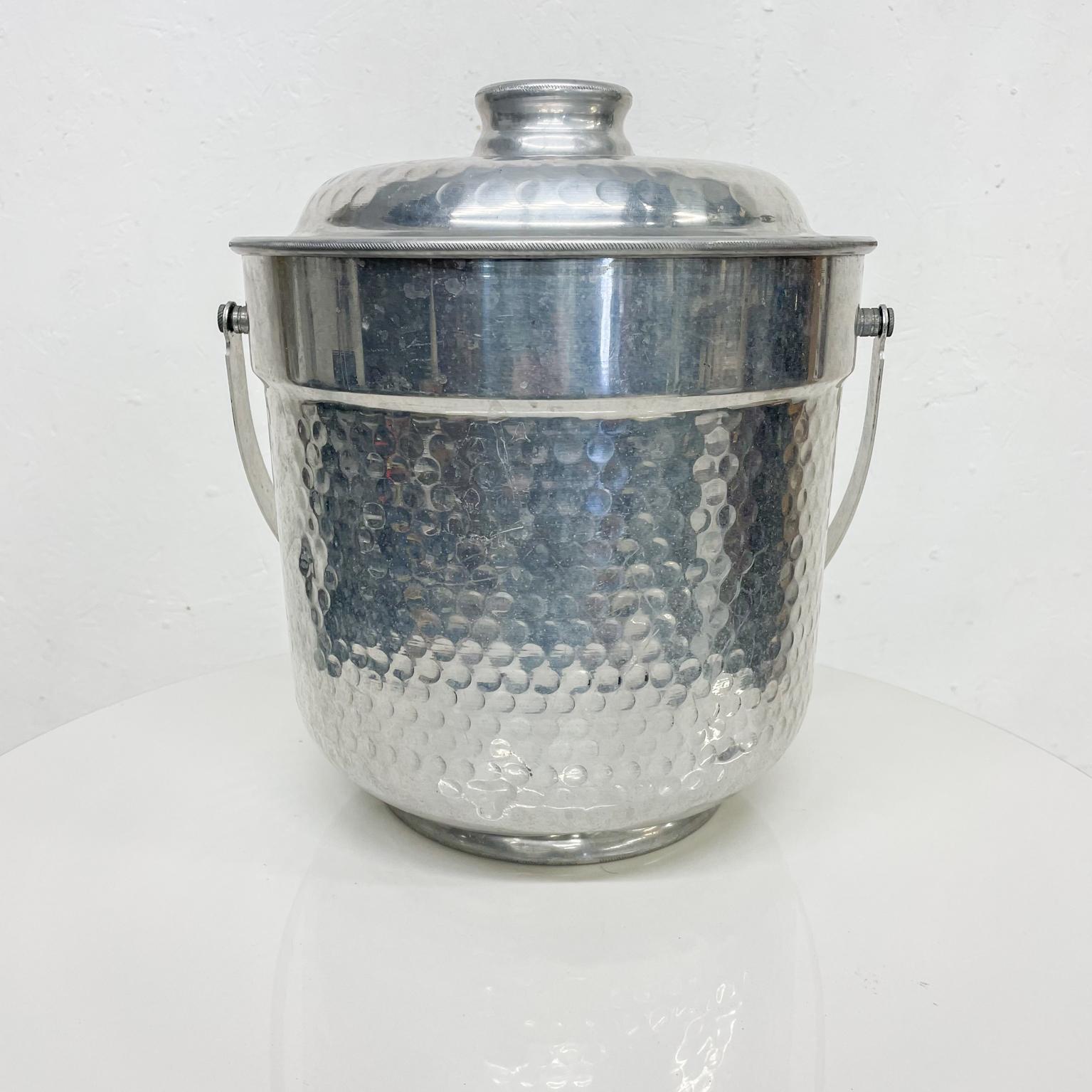 Mid-20th Century Ice Bucket XL Italy Hammered Aluminum Vintage Mid-Century Modern