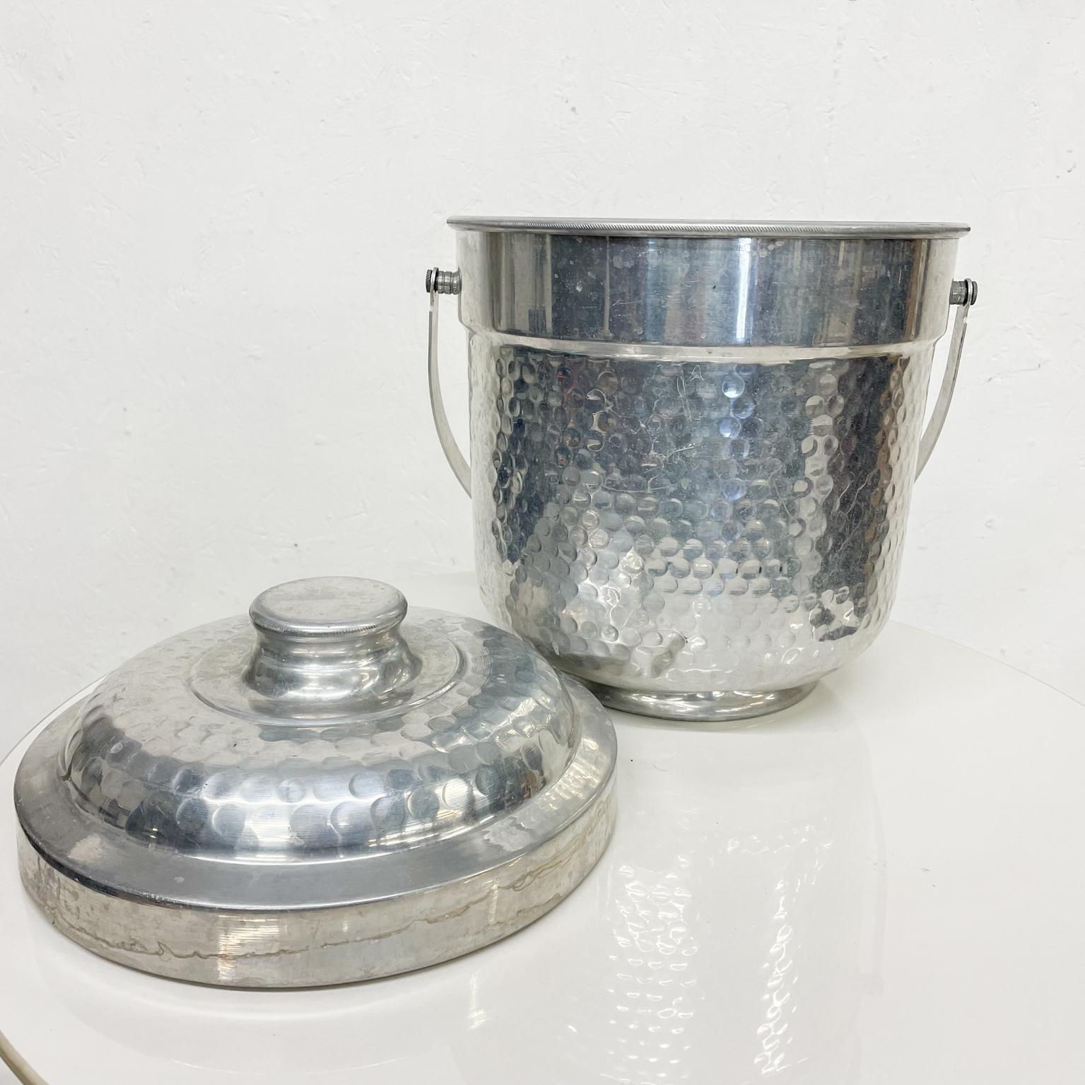 Ice Bucket XL Italy Hammered Aluminum Vintage Mid-Century Modern 1