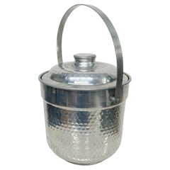 Ice Bucket XL Italy Hammered Aluminum Vintage Mid-Century Modern