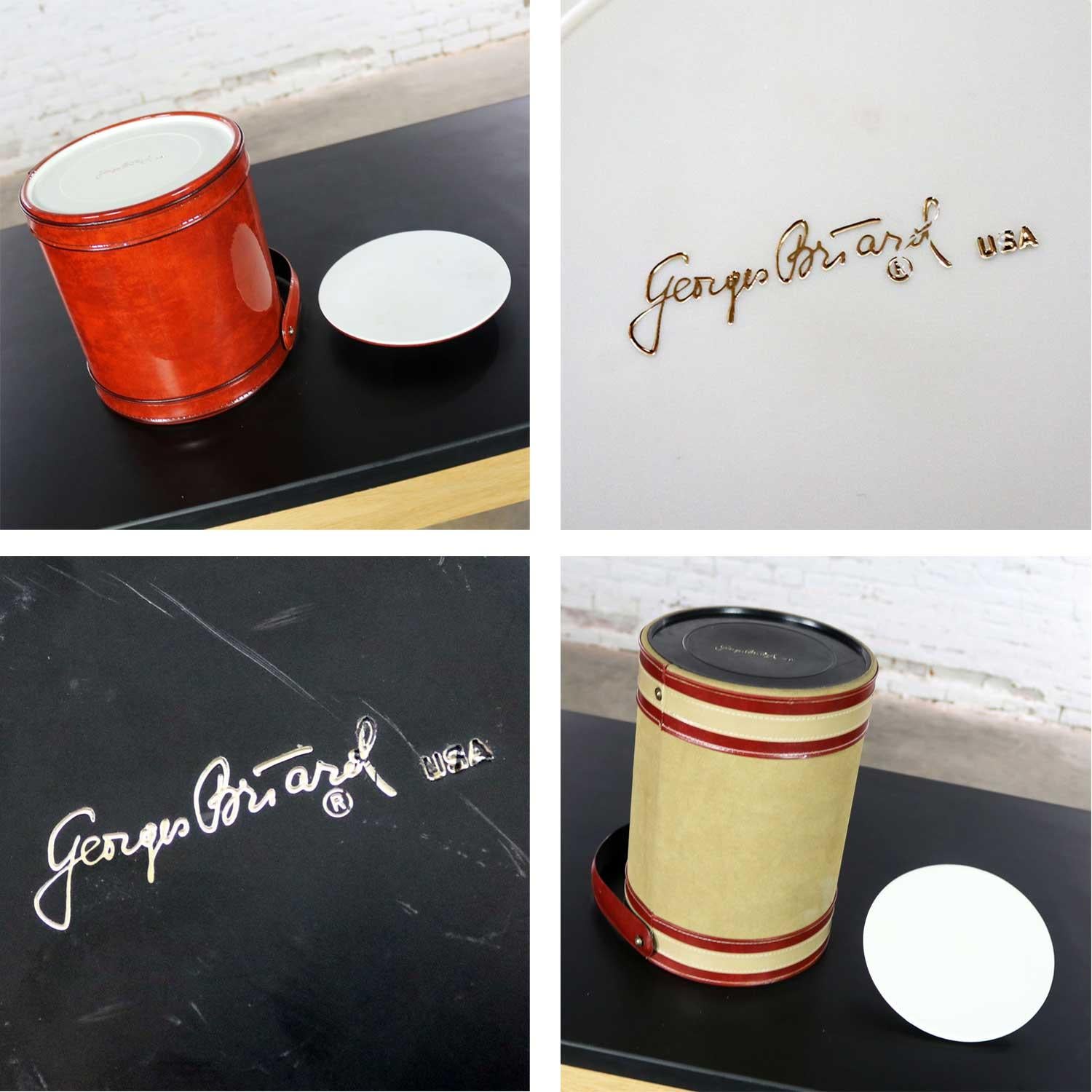 Ice Buckets Signed George Briard Burnt Orange Vinyl & Tan & Rust Your Choice 1