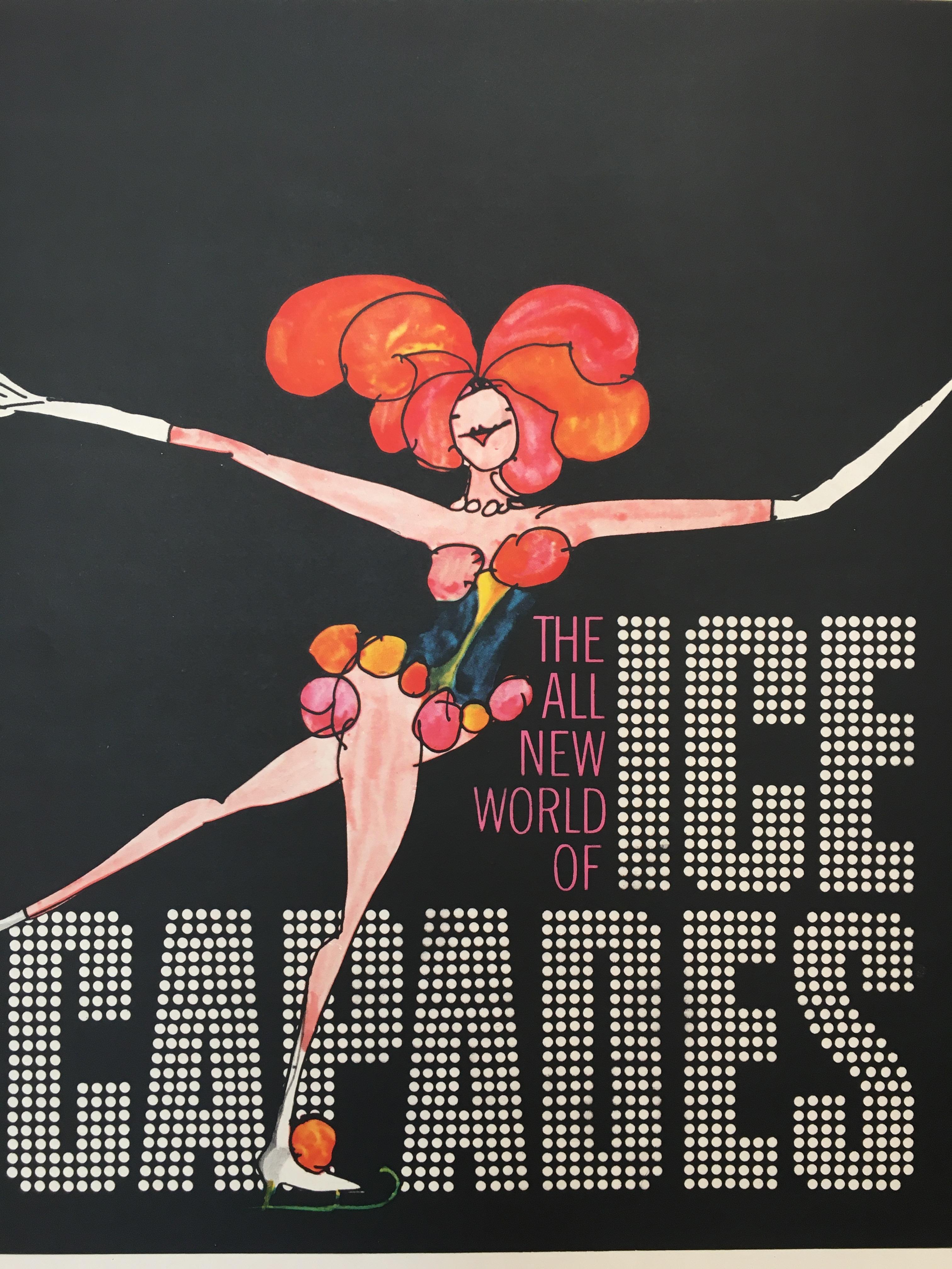 Ice Capades entertainment show original vintage ice skating poster, 1969

The Ice Capades were traveling entertainment shows featuring theatrical ice skating performances. Shows often featured former Olympic and US National Champion figure skaters