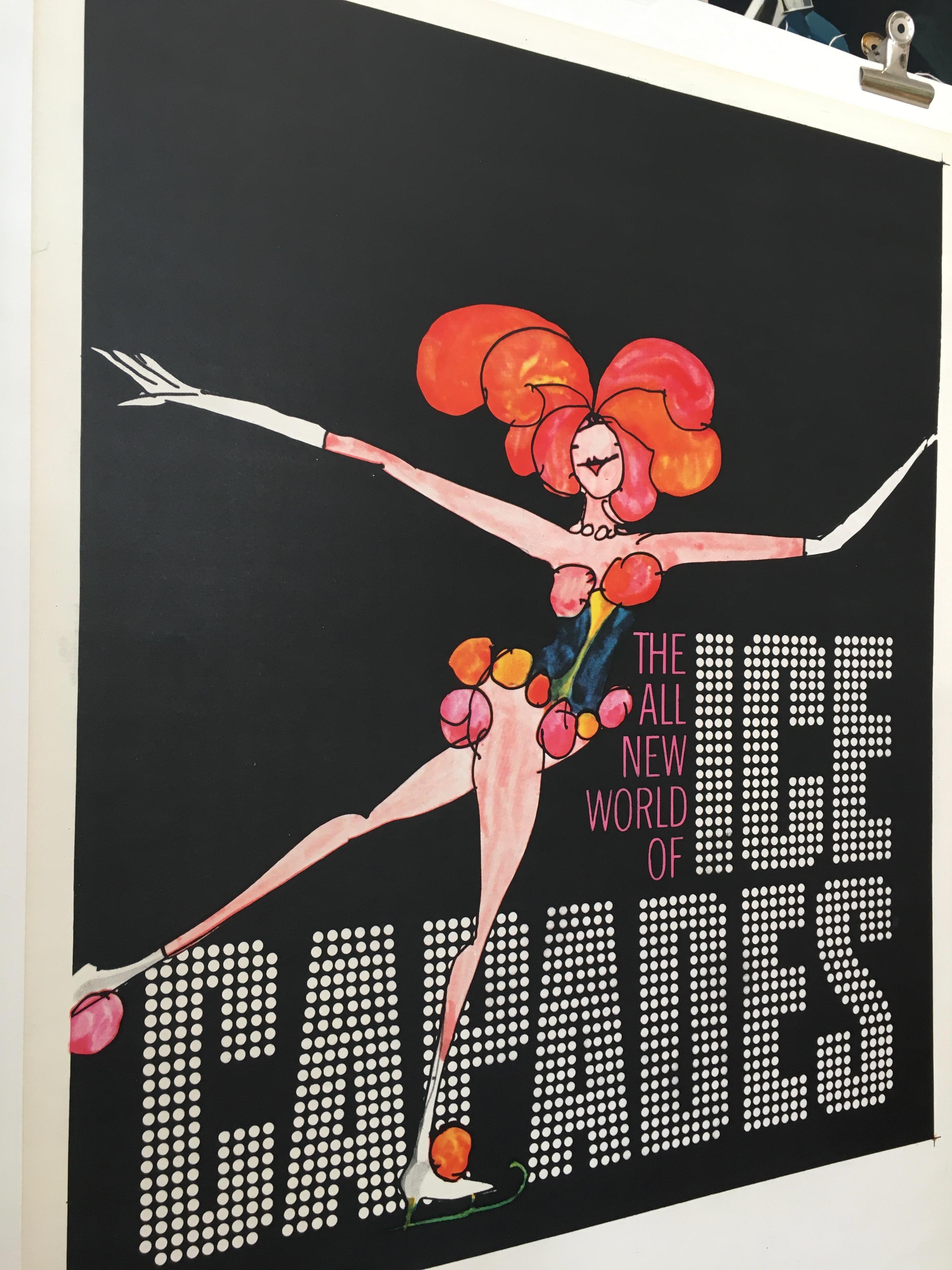 International Style Ice Capades Entertainment Show Original Vintage Ice Skating Poster, 1969