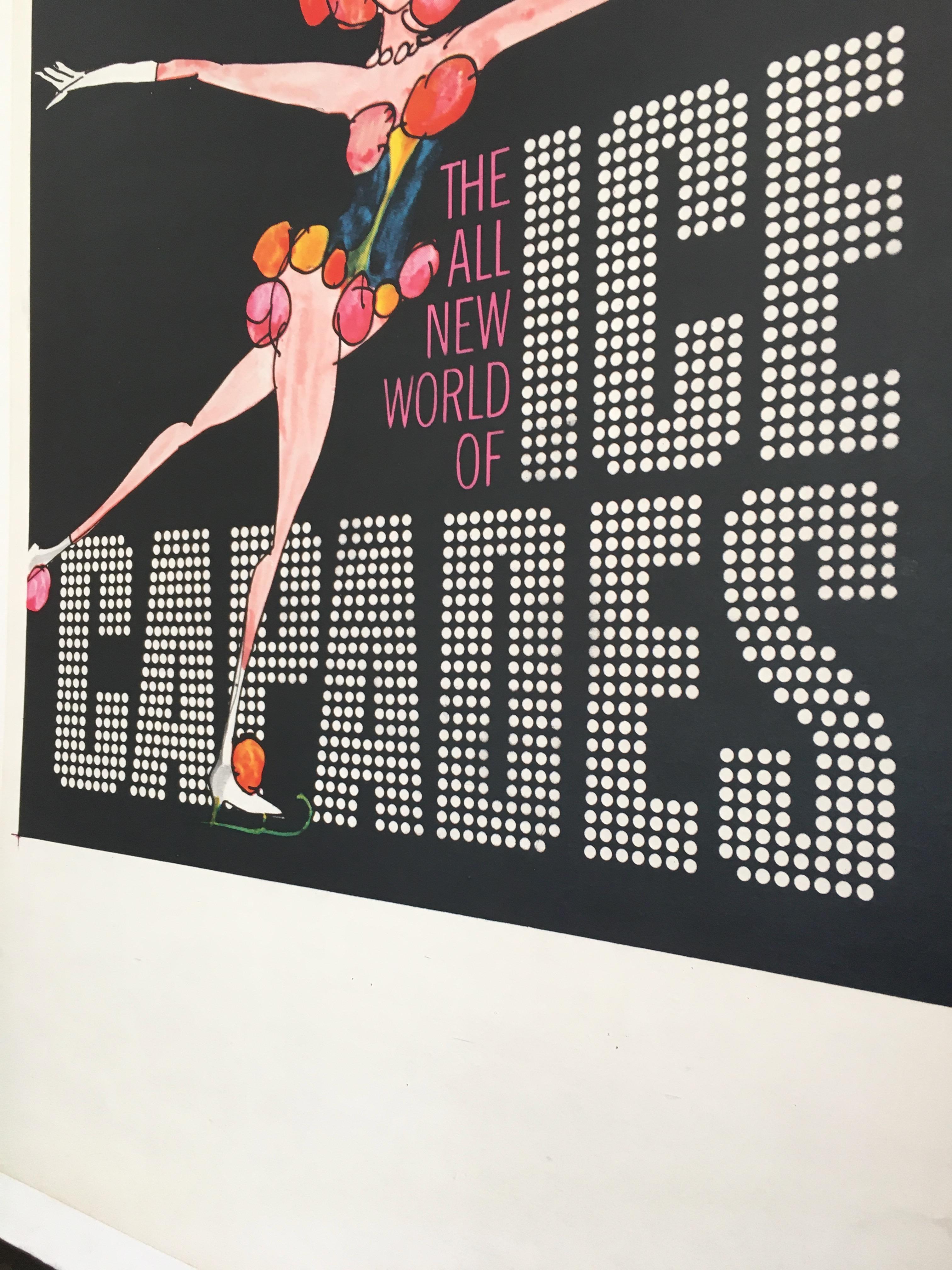 French Ice Capades Entertainment Show Original Vintage Ice Skating Poster, 1969