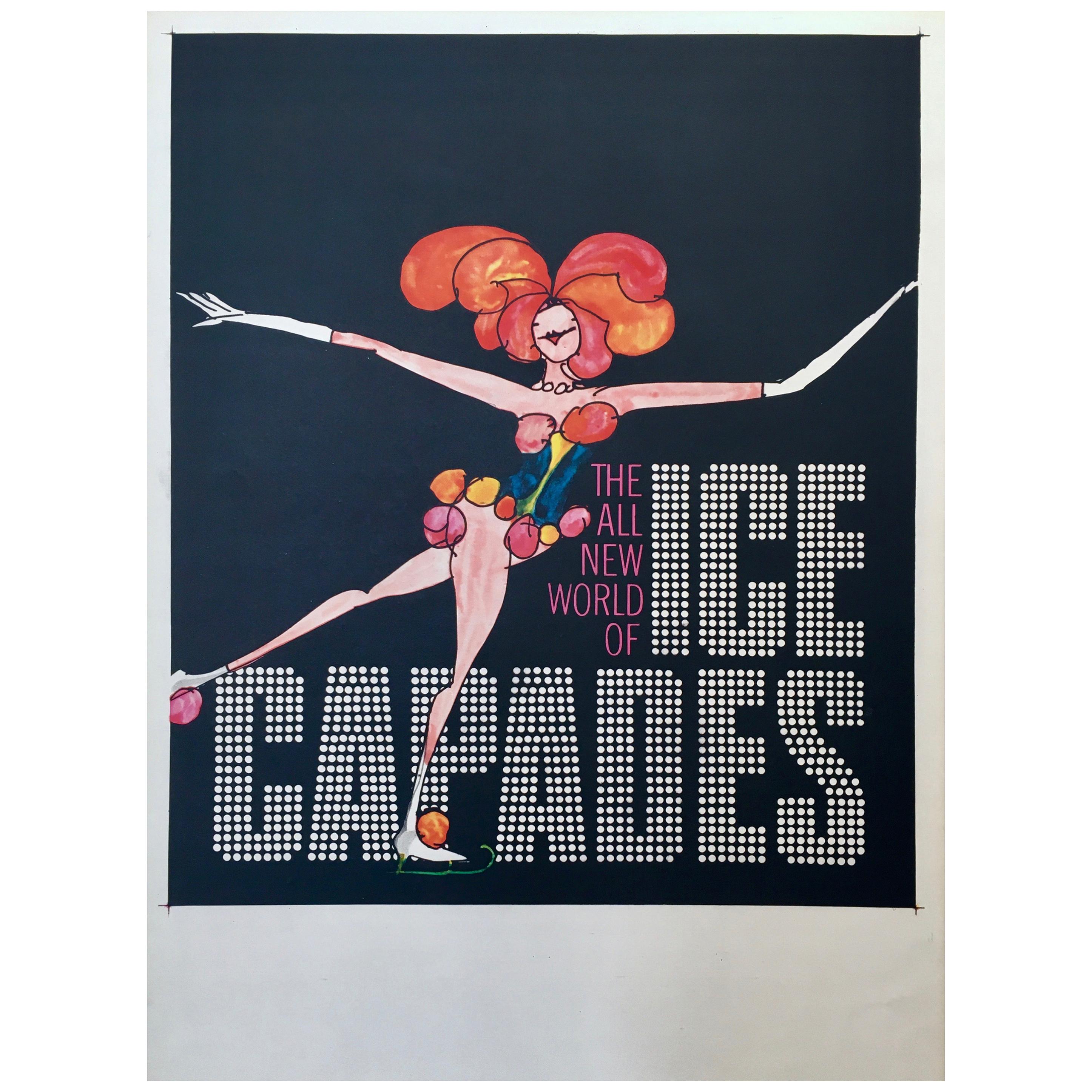 Ice Capades Entertainment Show Original Vintage Ice Skating Poster, 1969