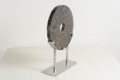 Ice Carved Bi Disc in Smoke Crystal by Robert Kuo, Limited Edition