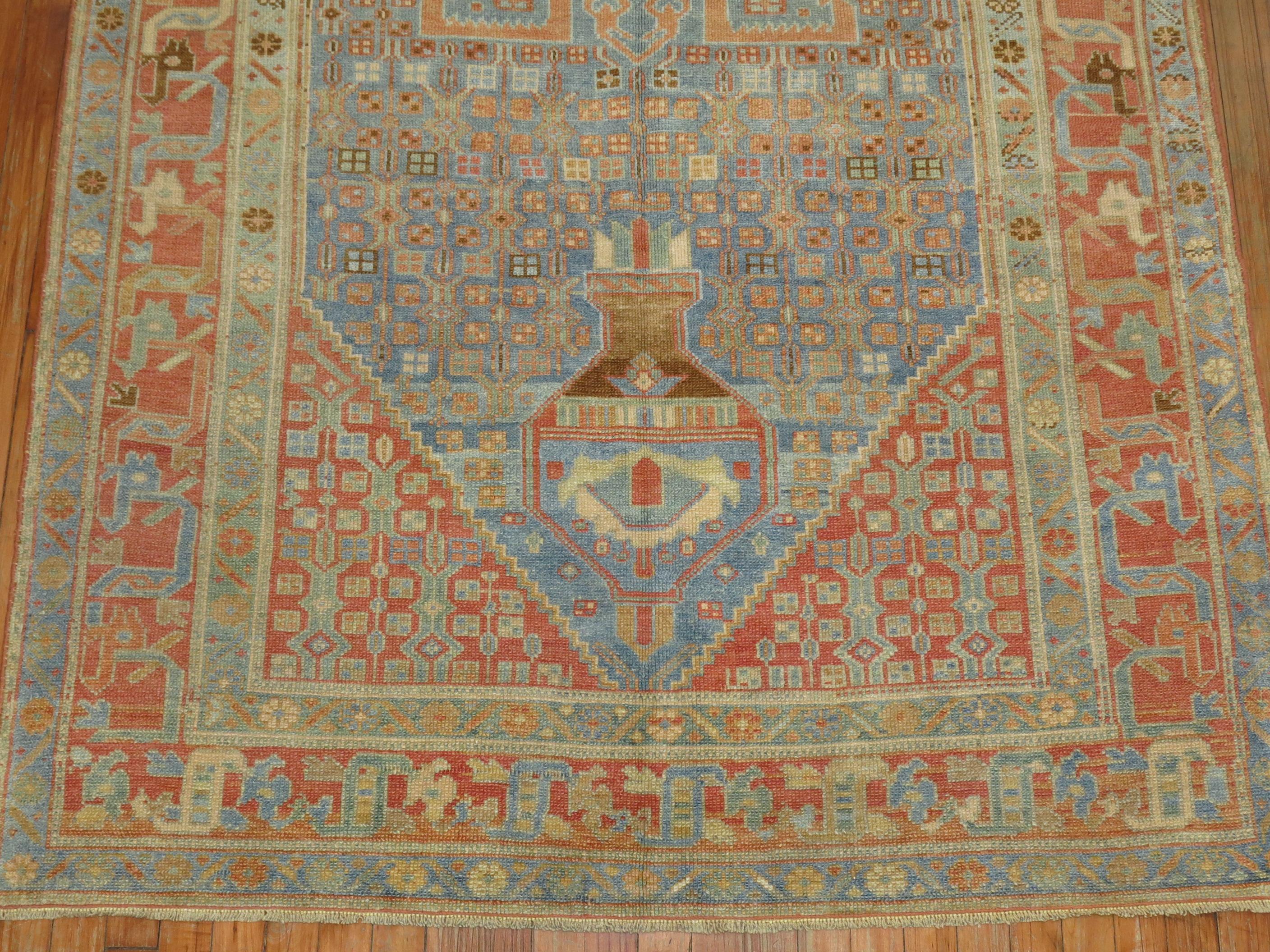 Ice Color Antique Malayer Light Blue Persian Rug In Good Condition For Sale In New York, NY