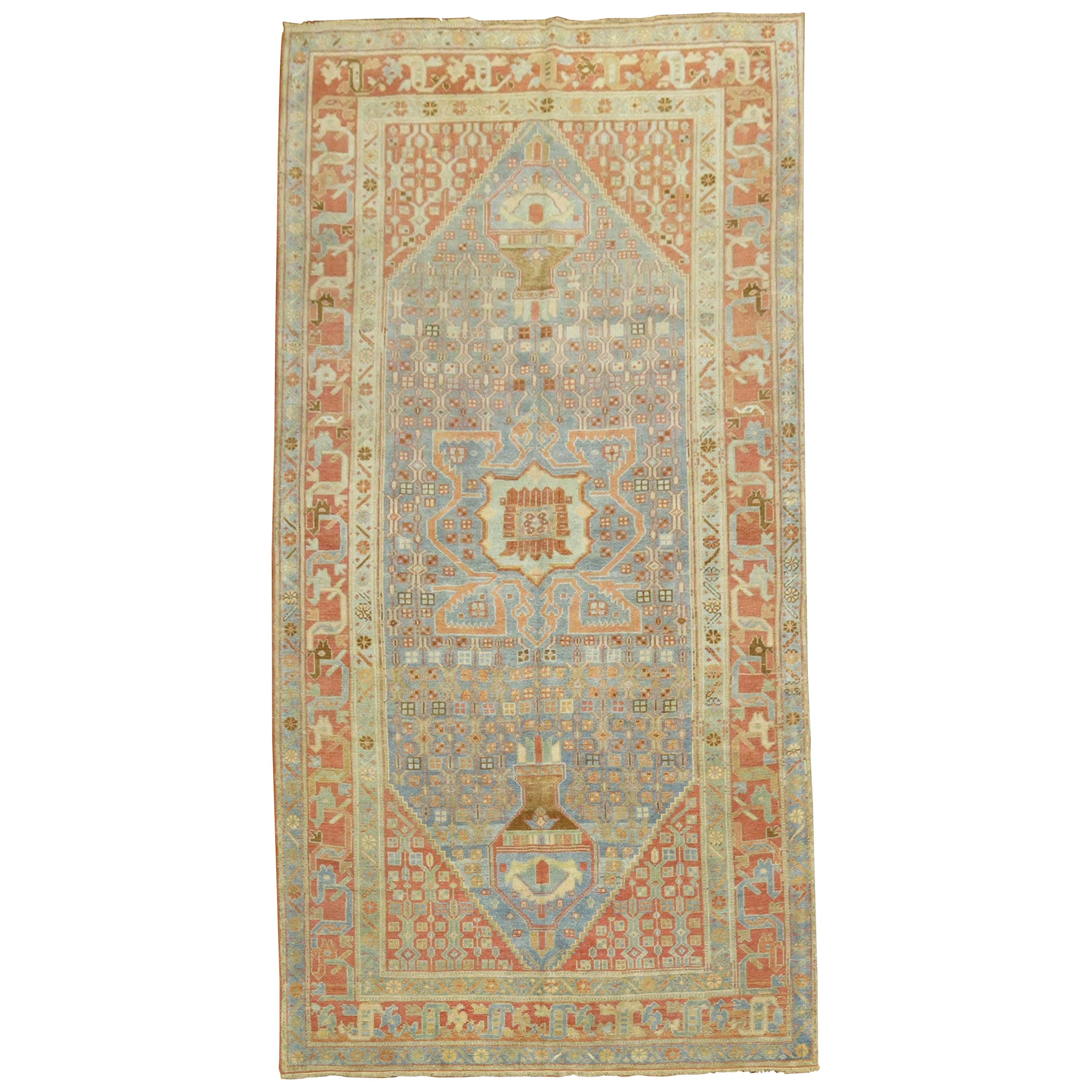 Ice Color Antique Malayer Light Blue Persian Rug For Sale