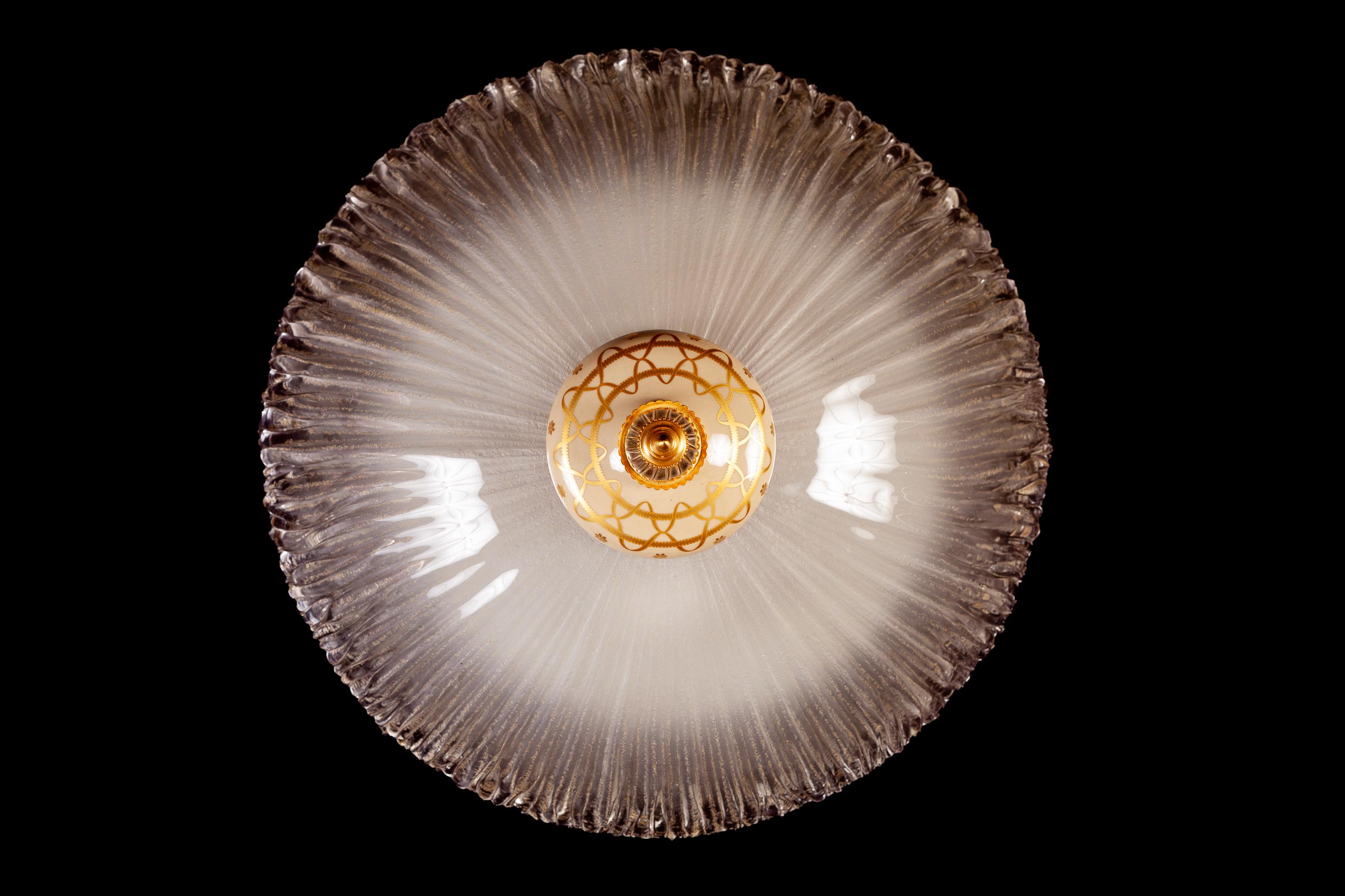 Mid-Century Modern Ice Color Murano Glass Flush Mount or Ceiling  by Barovier e Toso, 1950