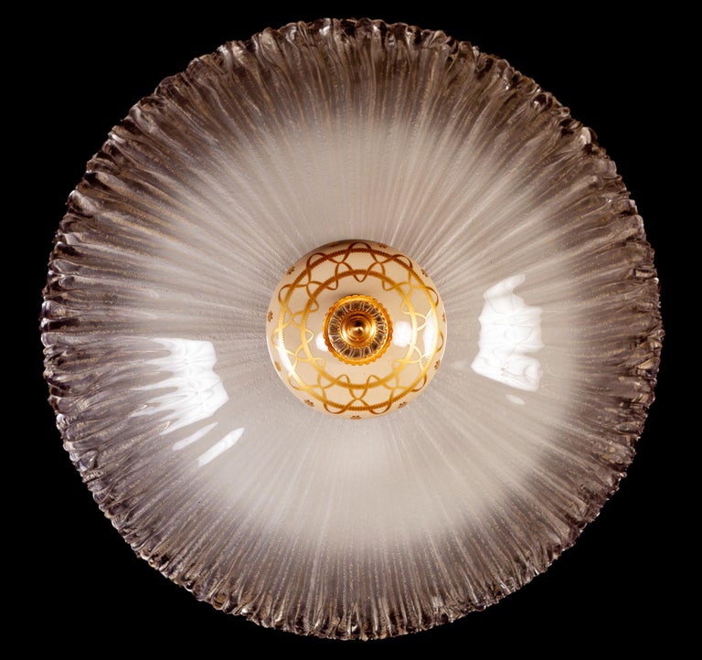 Ice Color Murano Glass Flush Mount or Ceiling  by Barovier e Toso, 1950 For Sale 3