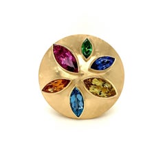 Georg Spreng - Ice Cream Cone Ring 18K Yellow Gold Marquise Natural Gemstones