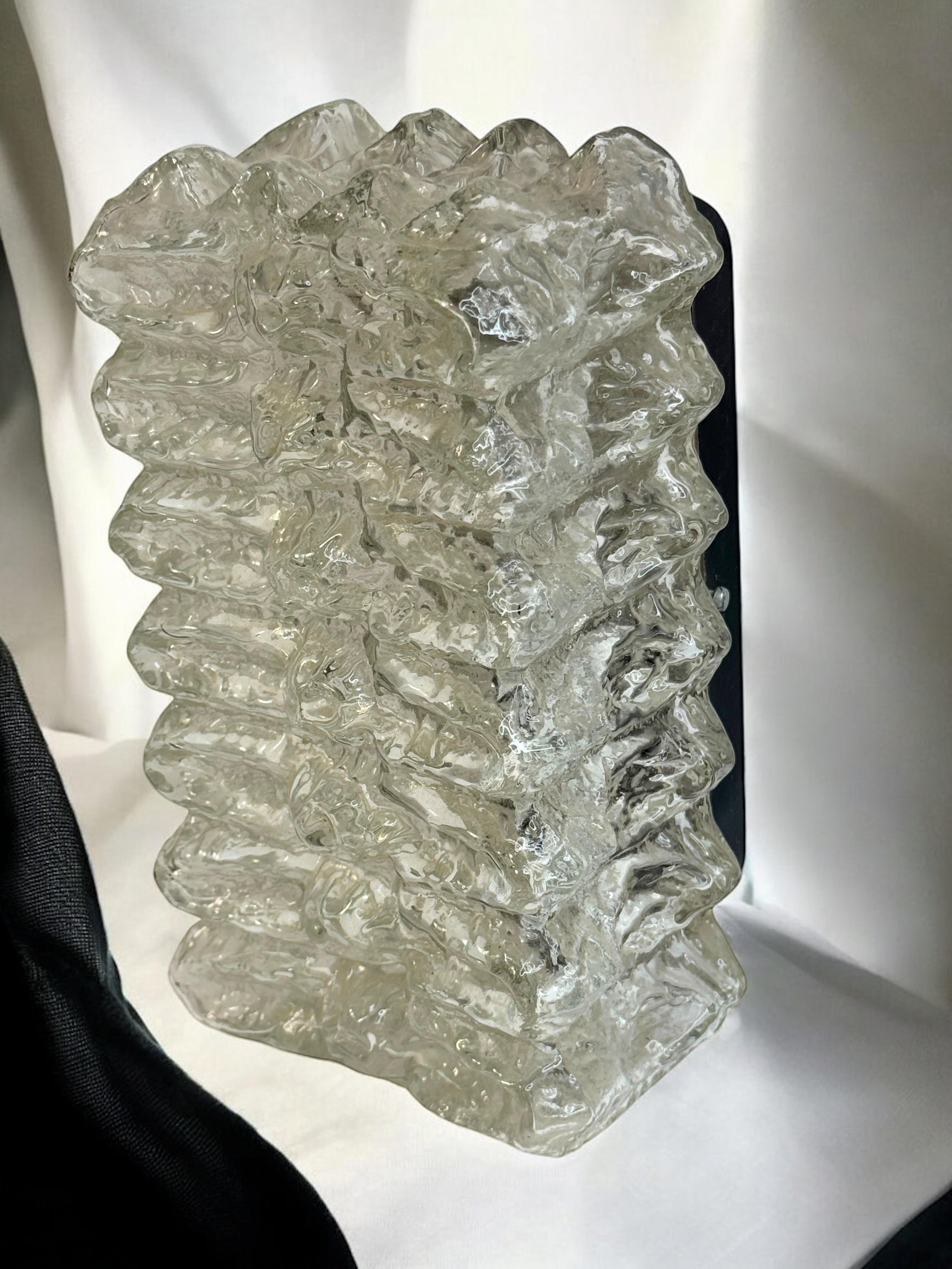 Eiskristall-Blockglas-Wandleuchter Vintage Deutsch, 1960er Jahre RZB Leuchten im Angebot 4