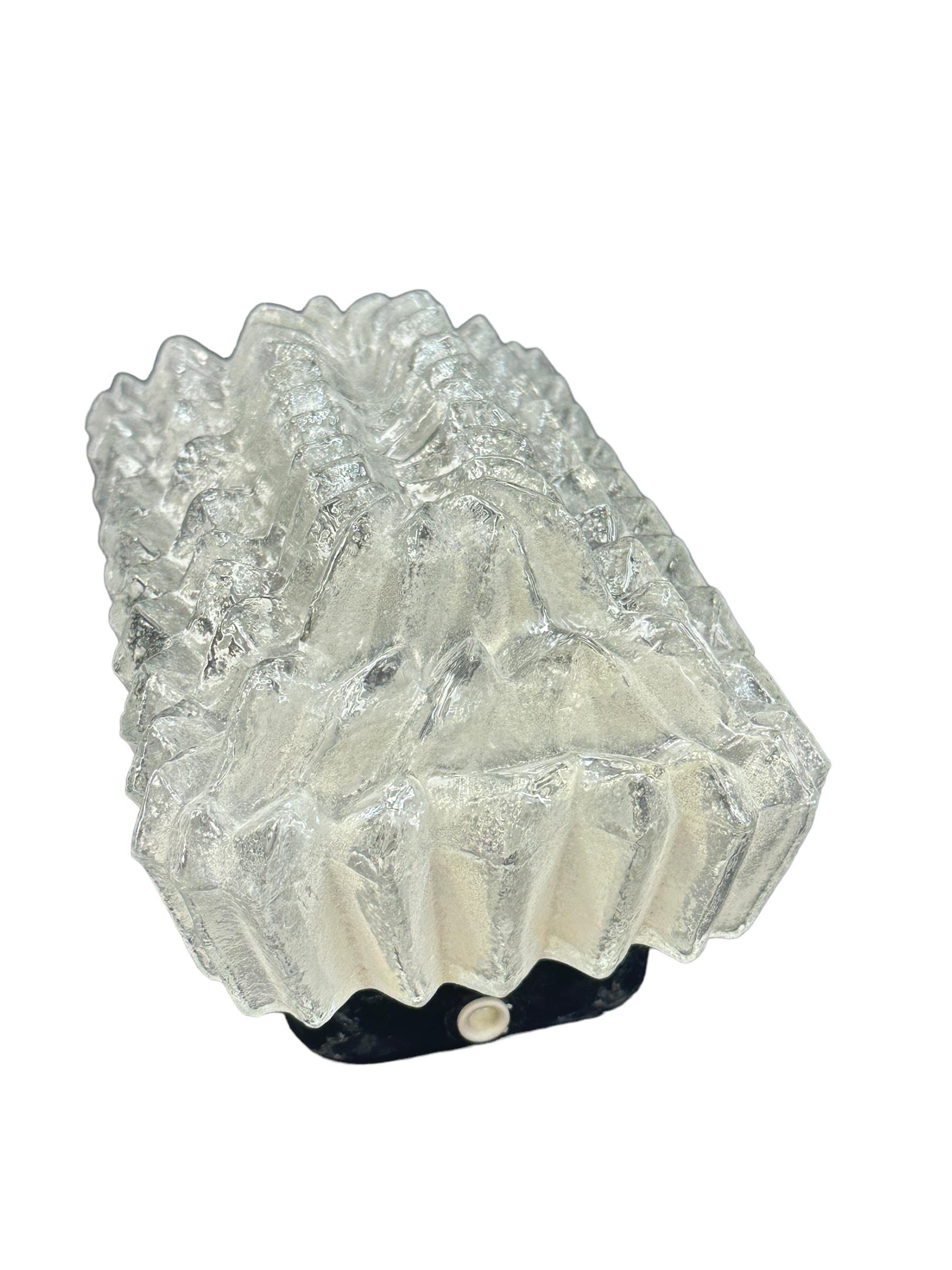 Mid-Century Modern Ice Crystal Block Glass Sconce Vintage German, 1960s RZB Leuchten For Sale