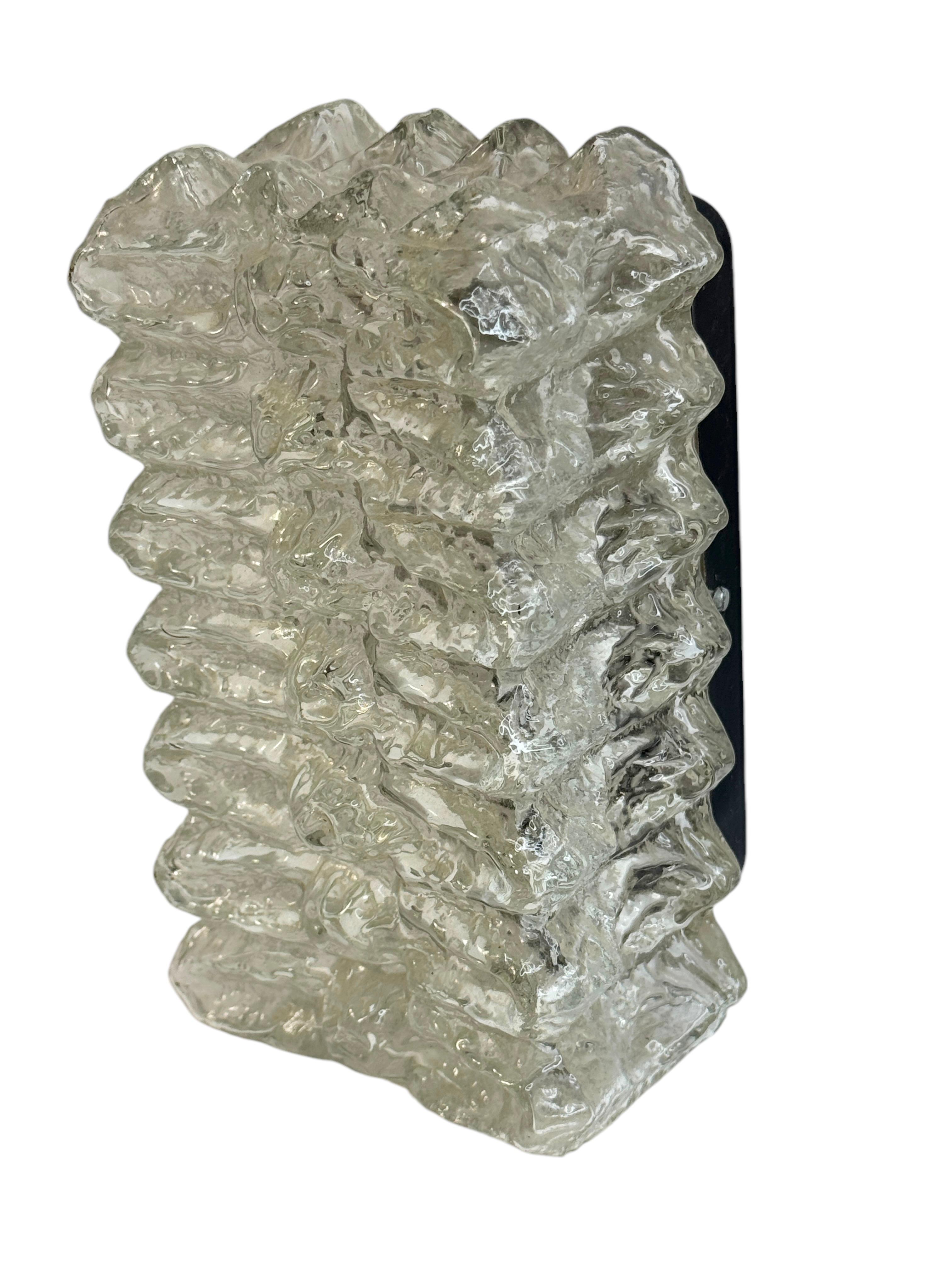 Eiskristall-Blockglas-Wandleuchter Vintage Deutsch, 1960er Jahre RZB Leuchten (Moderne der Mitte des Jahrhunderts) im Angebot