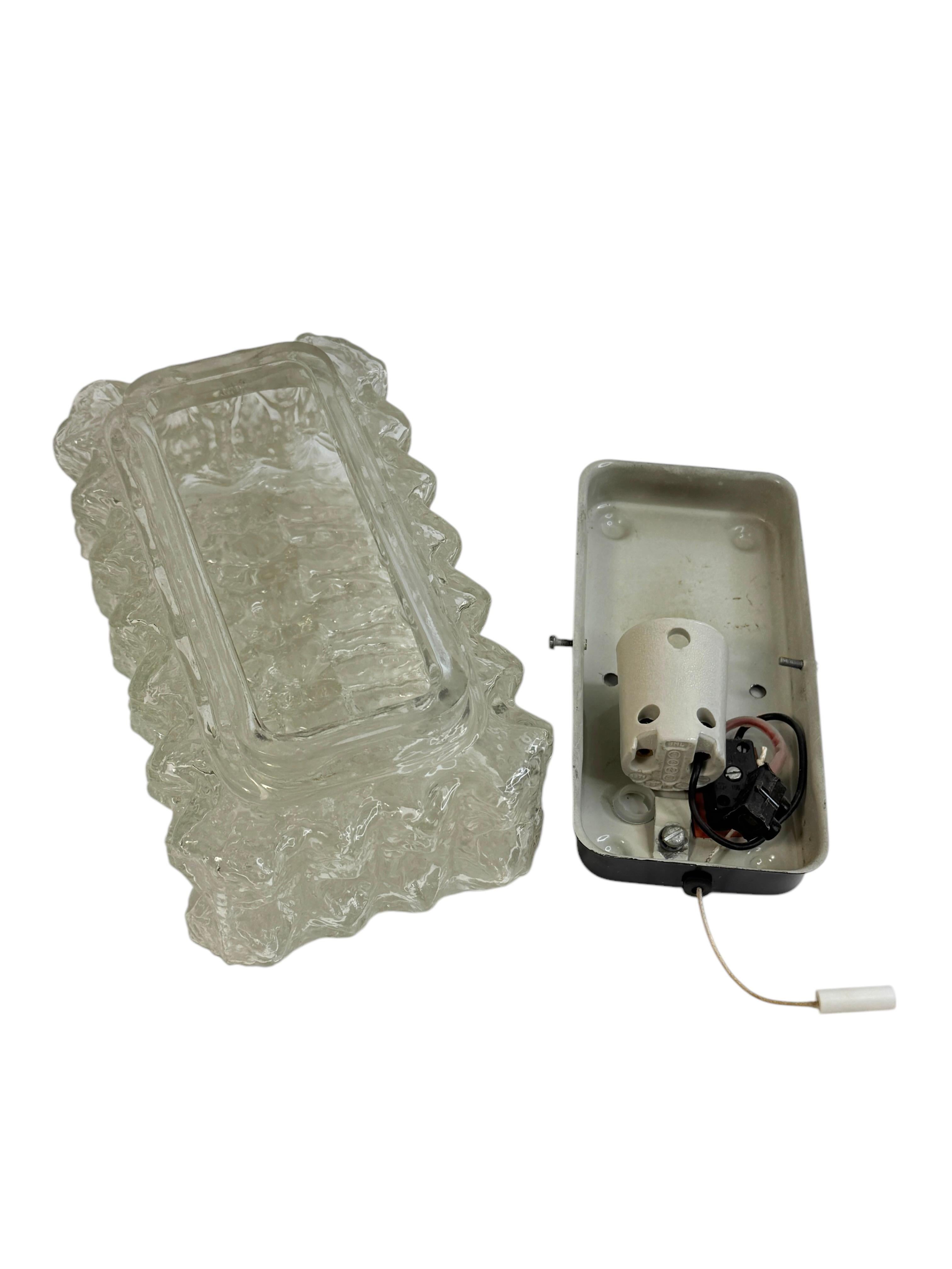 Eiskristall-Blockglas-Wandleuchter Vintage Deutsch, 1960er Jahre RZB Leuchten (Metall) im Angebot