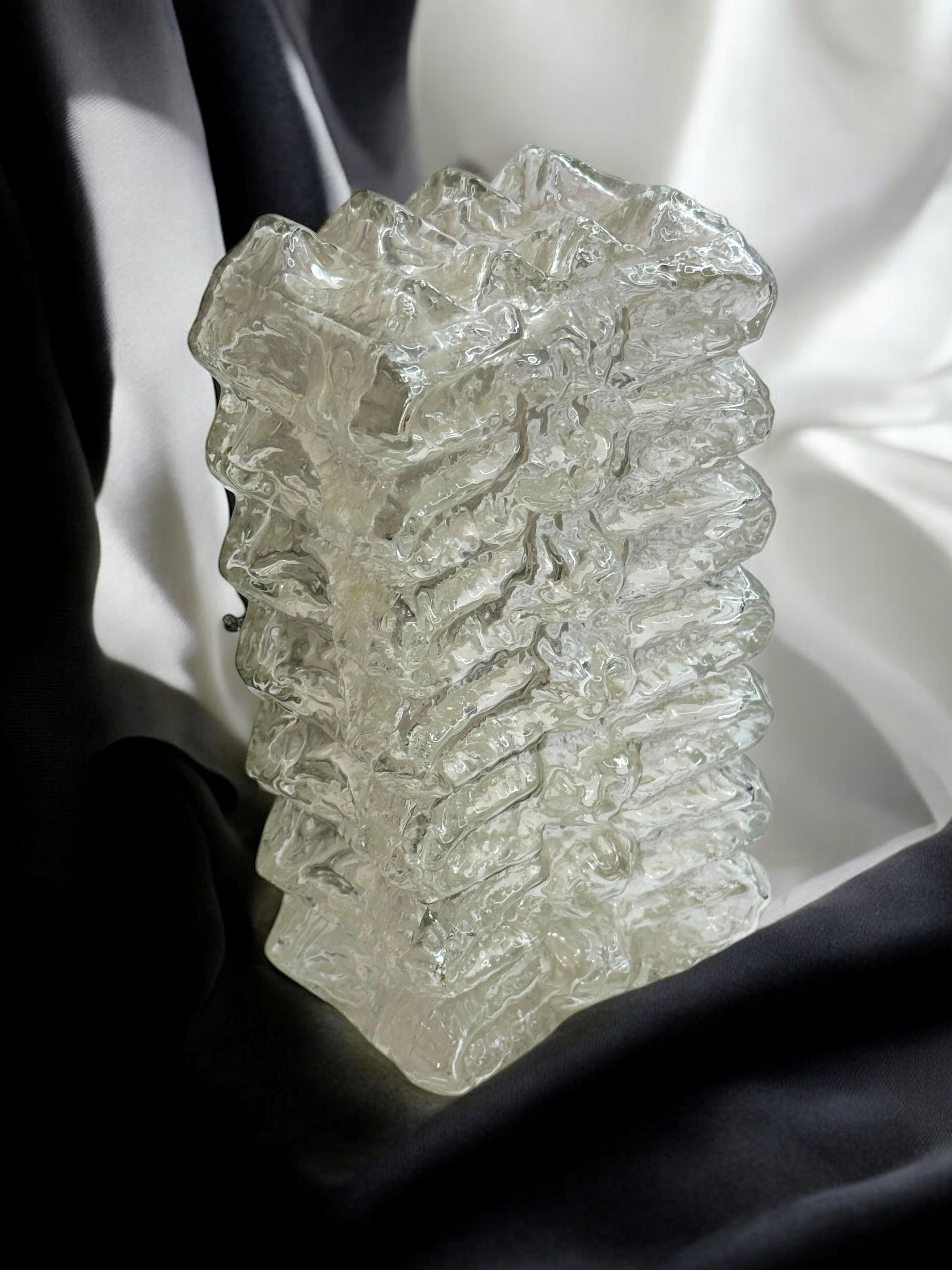 Eiskristall-Blockglas-Wandleuchter Vintage Deutsch, 1960er Jahre RZB Leuchten im Angebot 3