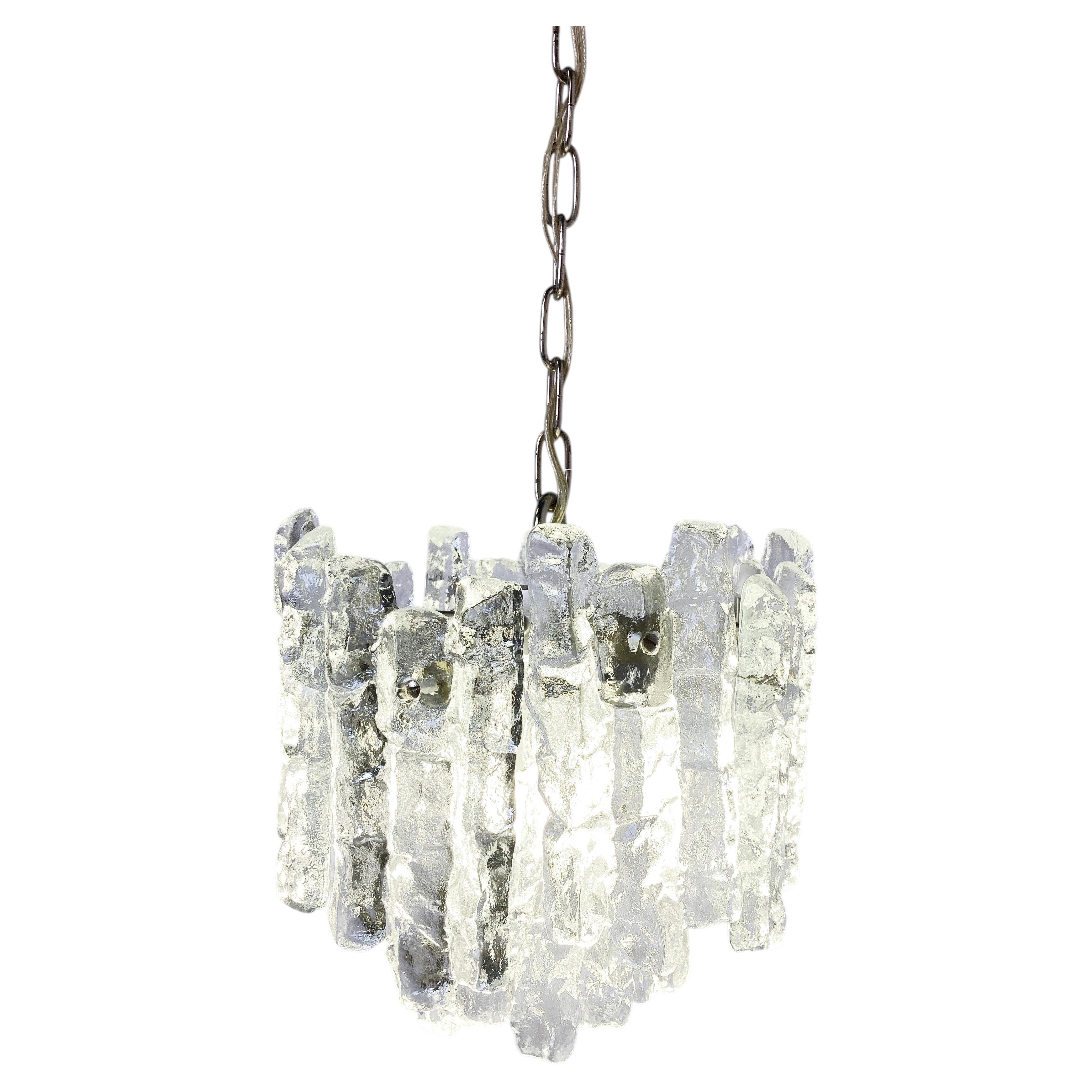 Ice crystal pendant light by Kalmar, 1960s