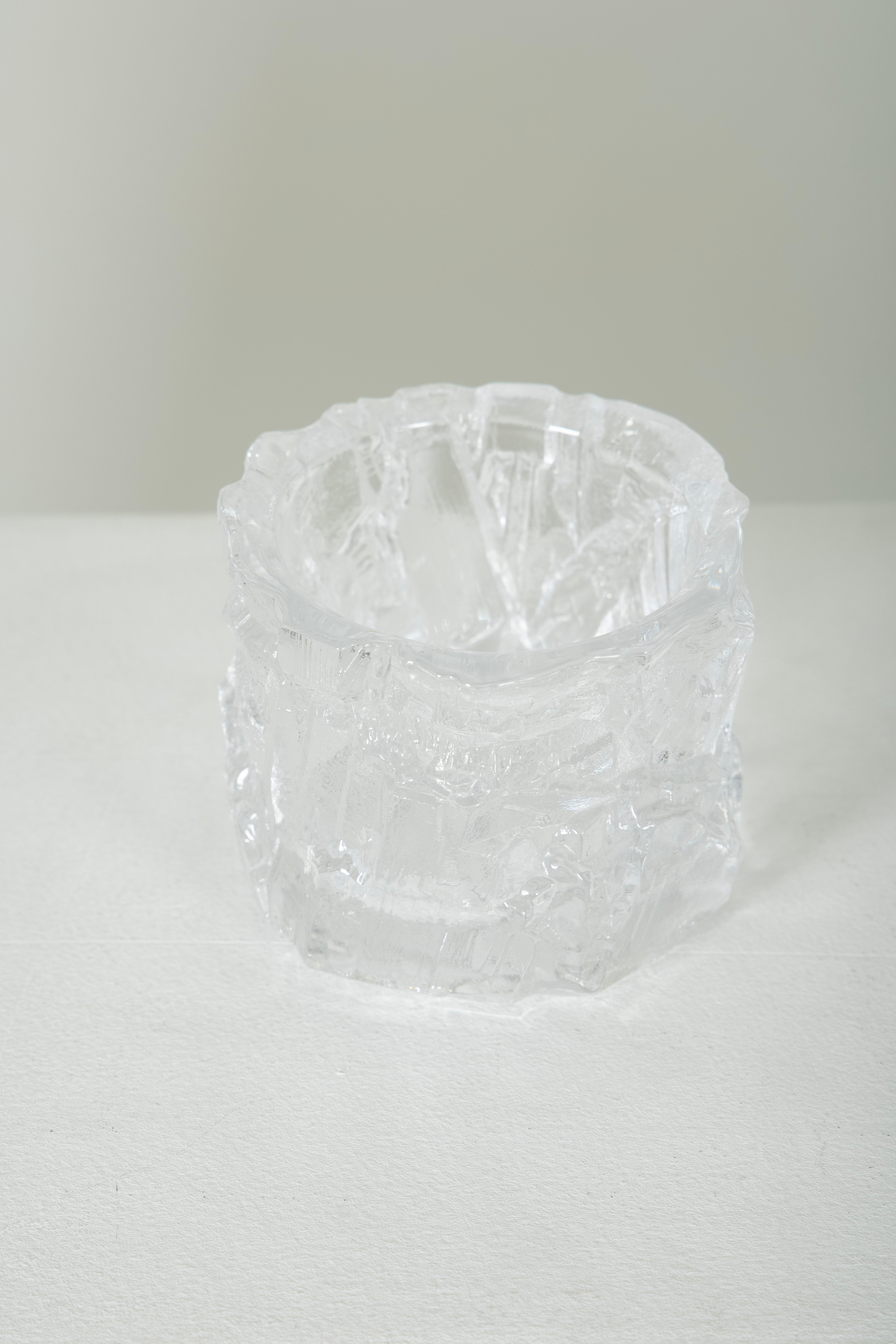 French Ice Crystals Effect Trinket Bowl in Daum's Crystal, France