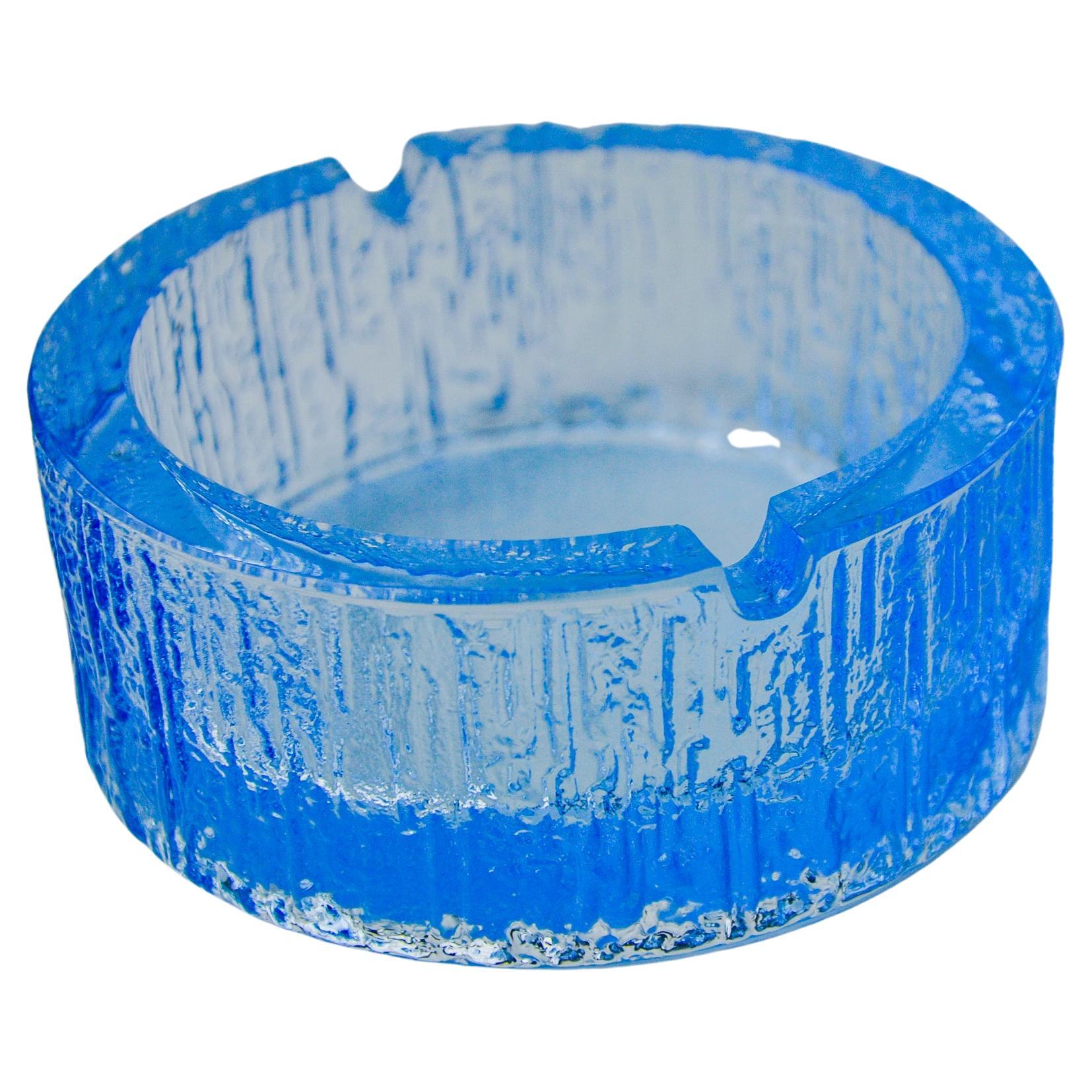 Ice cube ashtray by Antonio Imperatore, blue murano glass, Italy, 1970 For Sale