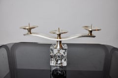 Ice cube candle holder by Peill&Putzler, 3 flames, glass and silver-plated metal