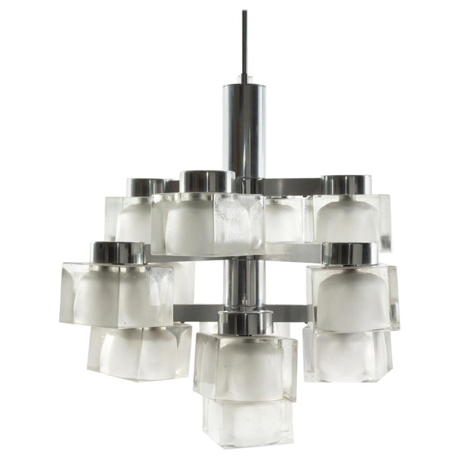 Ice Cube Chandelier by Gaetano Scolari for Lightolier