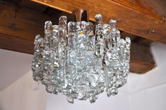 "Ice Cube" Chandelier by JT Kalmar Frosted Glass Austria, 1970