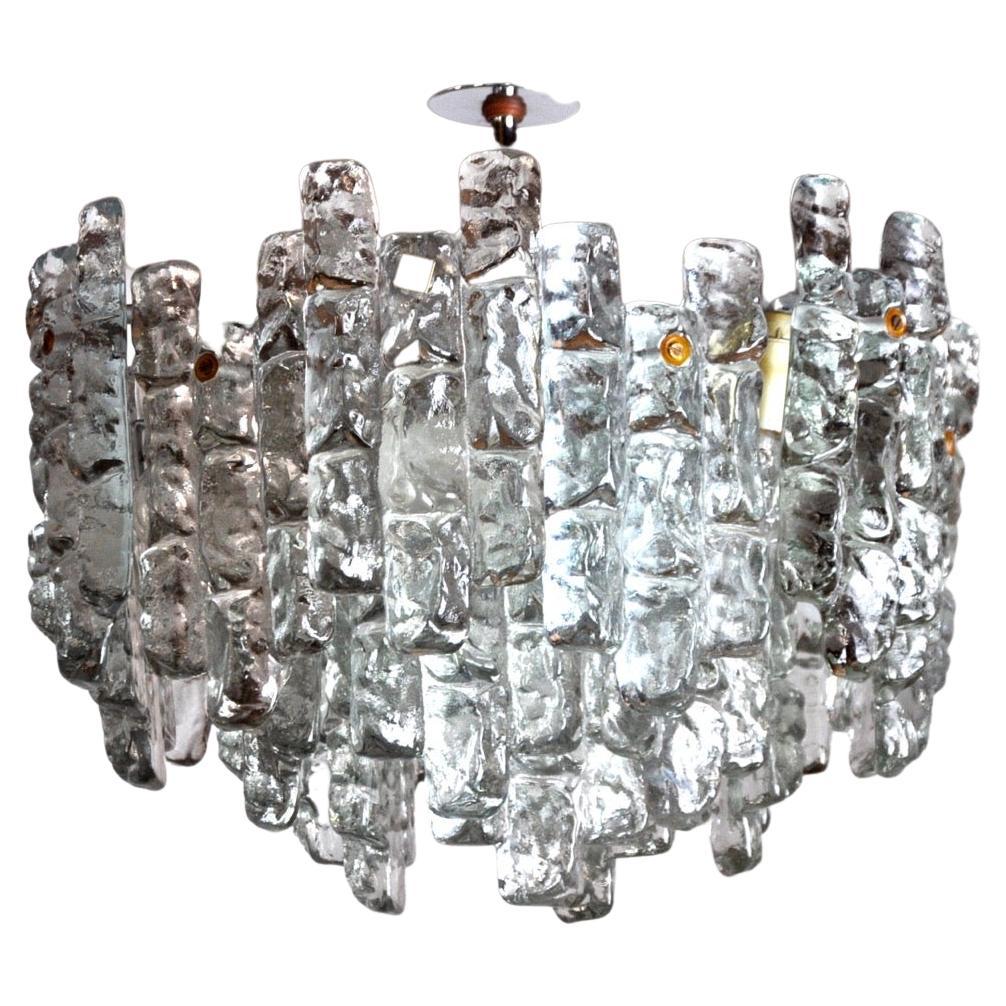 "Ice Cube" Chandelier by JT Kalmar Frosted Glass Austria, 1970 For Sale