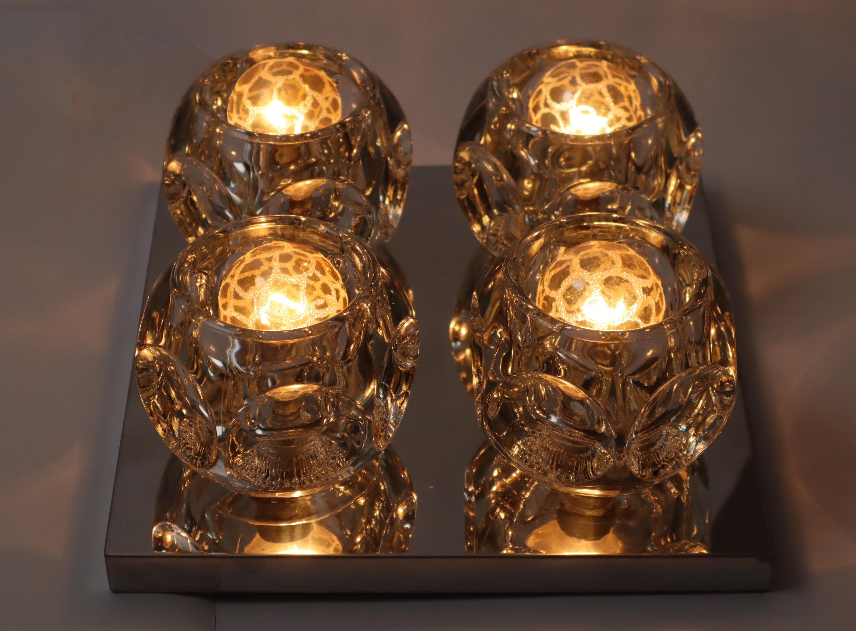 Ice Cube Glass Wall or Ceiling Lamp, Peill&Putzler, 1960s 2