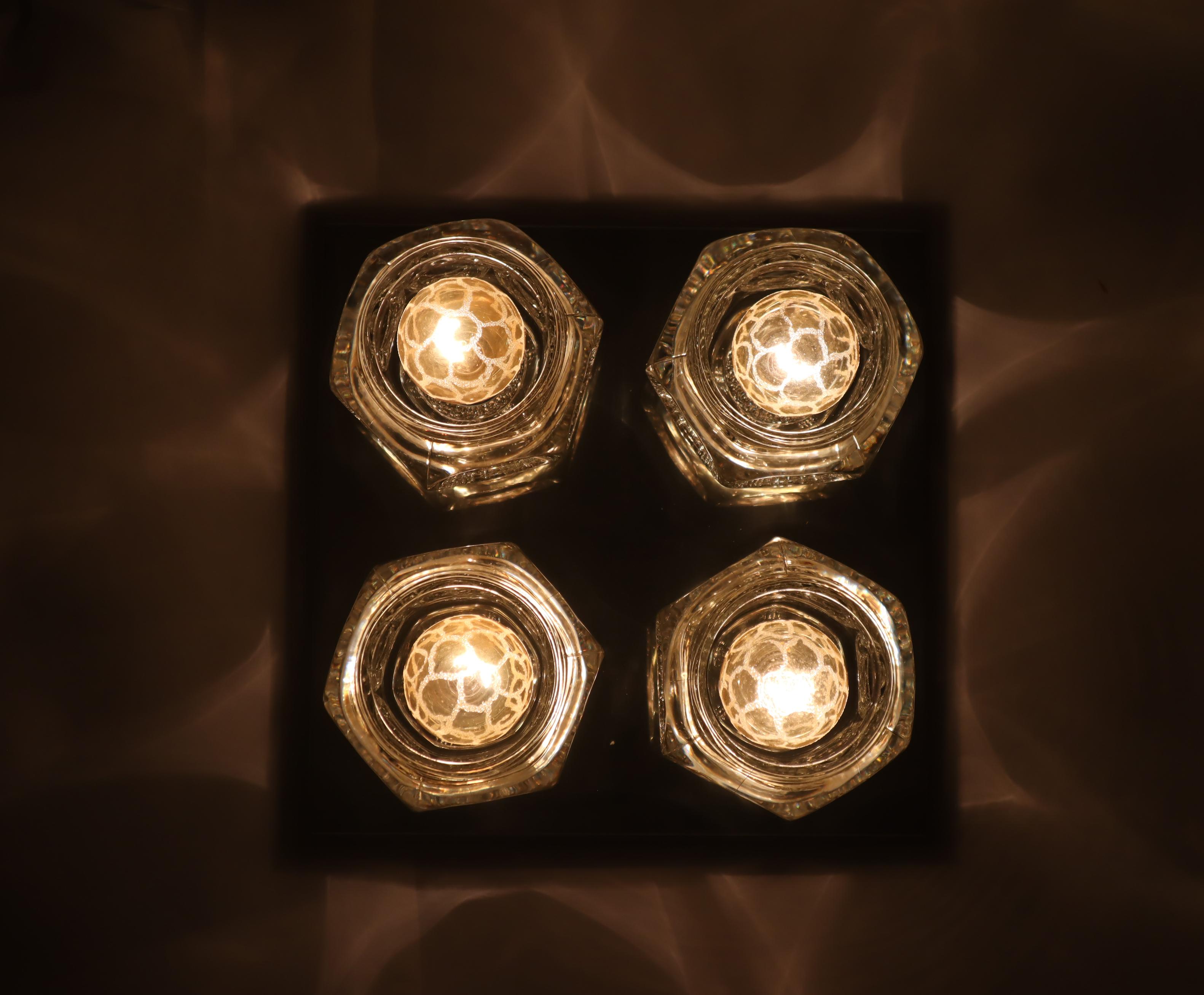 Ice Cube Glass Wall or Ceiling Lamp, Peill&Putzler, 1960s 3
