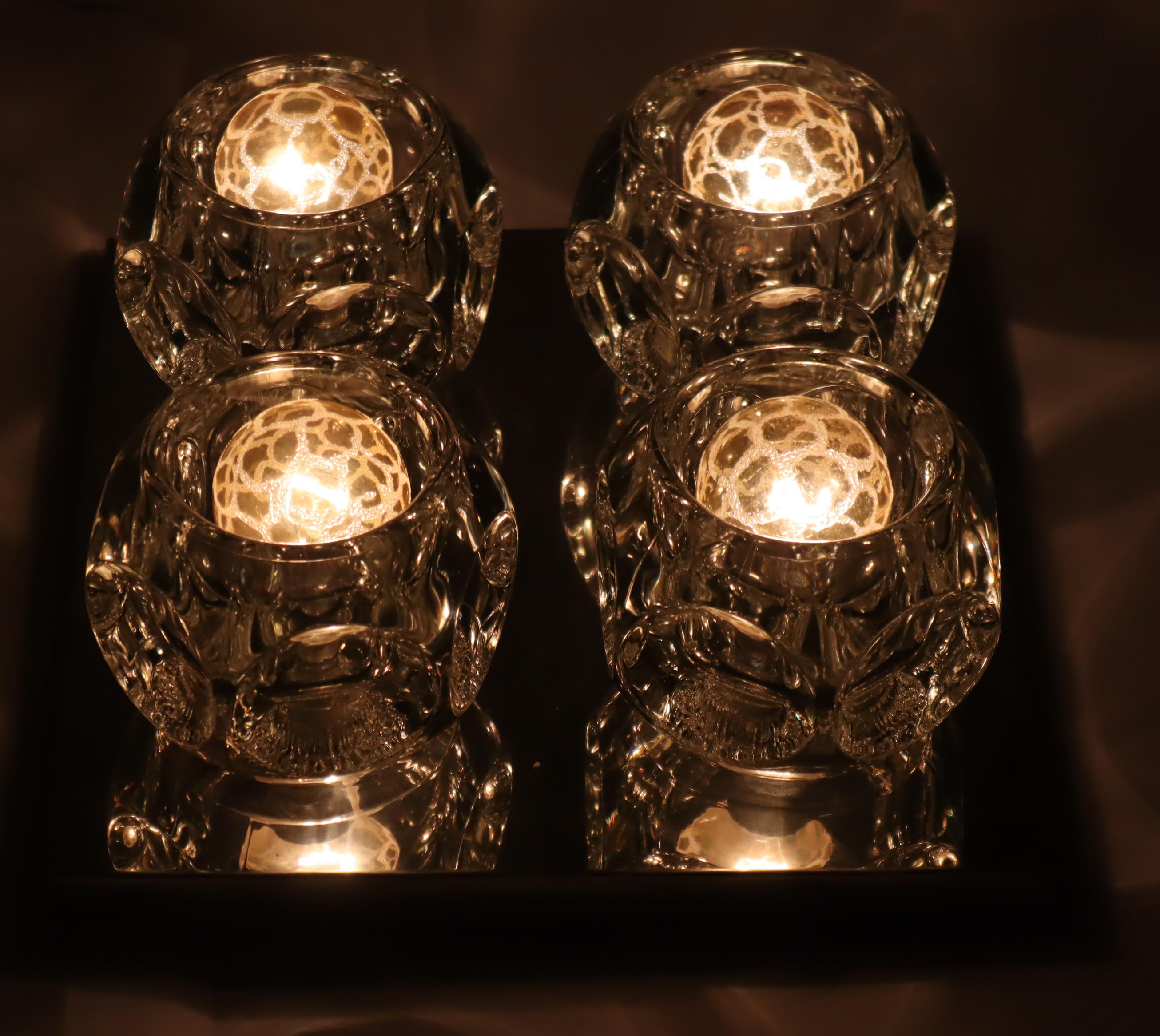 Ice Cube Glass Wall or Ceiling Lamp, Peill&Putzler, 1960s 4