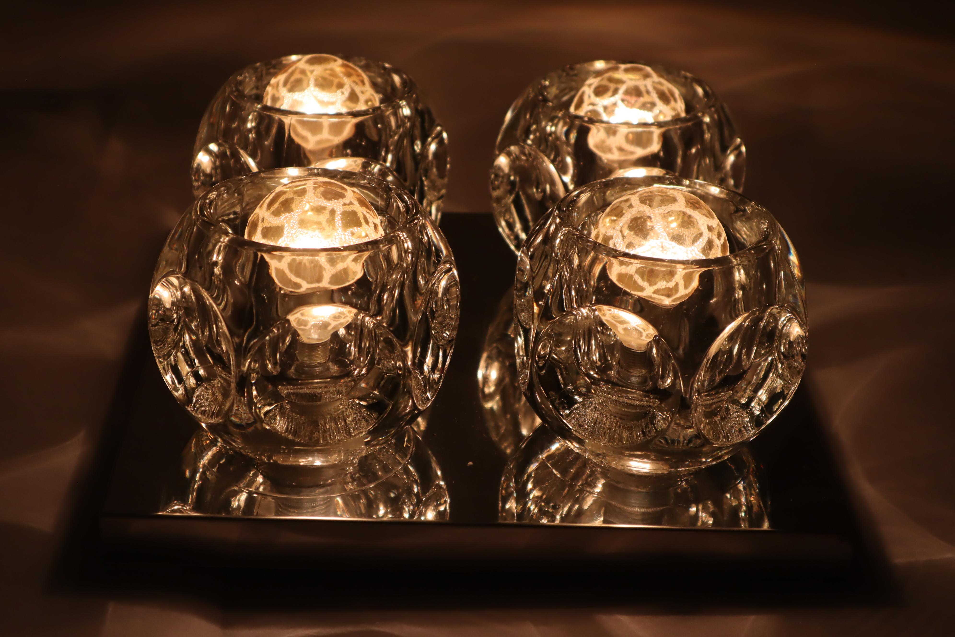 Ice Cube Glass Wall or Ceiling Lamp, Peill&Putzler, 1960s 5