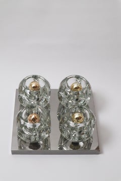 Ice Cube Glass Wall or Ceiling Lamp, Peill&Putzler, 1960s