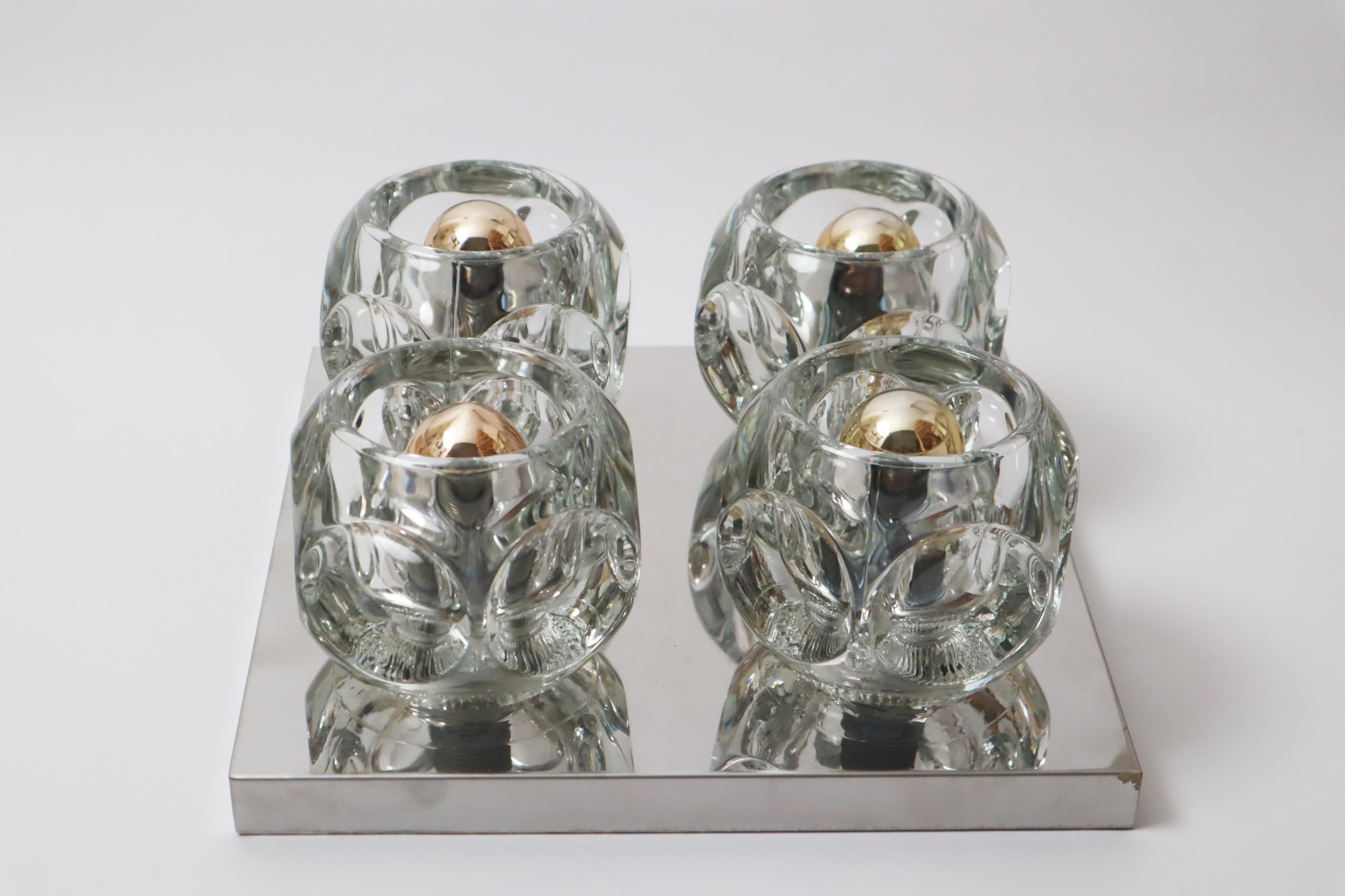 Mid-Century Modern Ice Cube Glass Wall or Ceiling Lamp, Peill&Putzler, 1960s