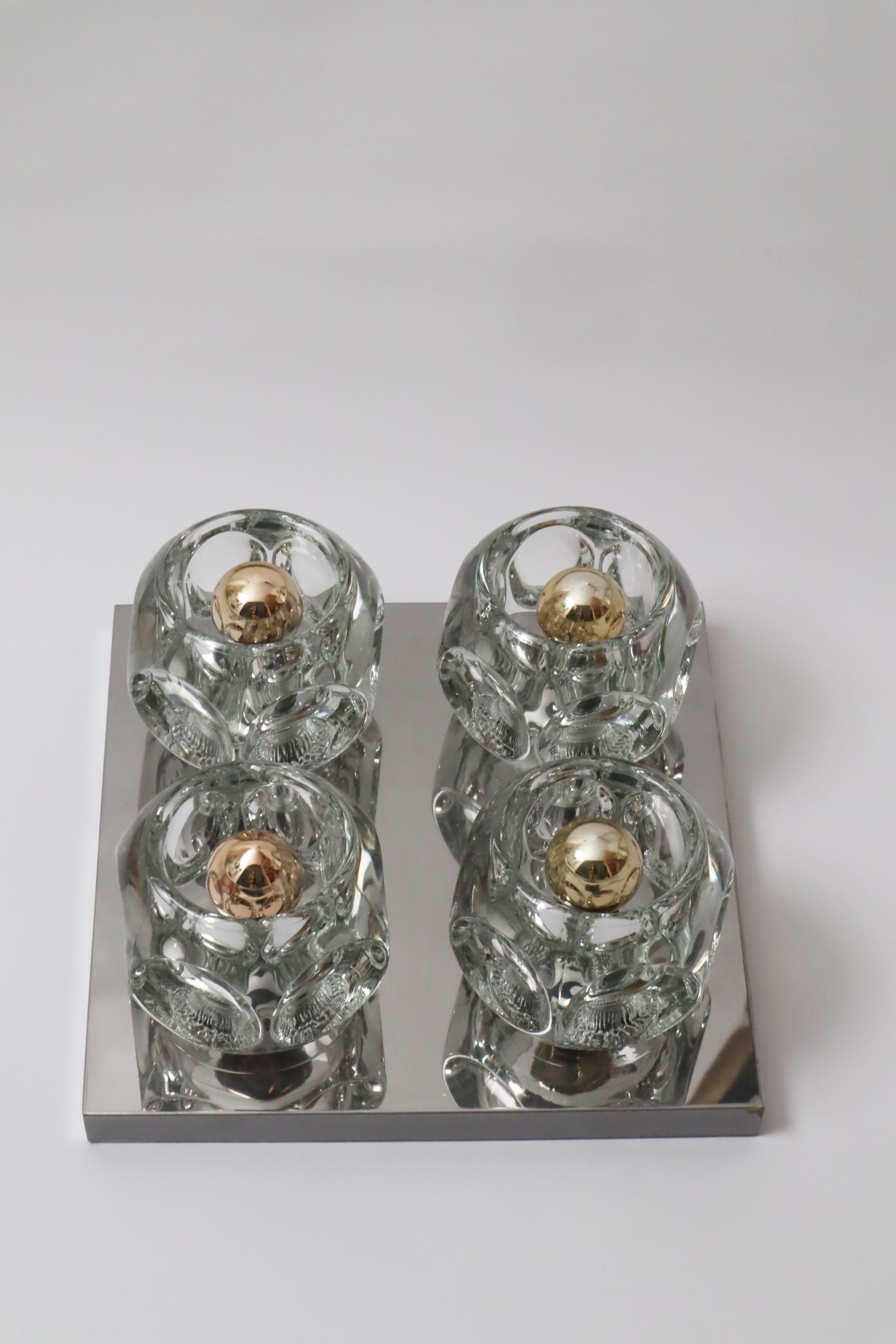 Mid-20th Century Ice Cube Glass Wall or Ceiling Lamp, Peill&Putzler, 1960s