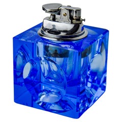 Retro Ice cube lighter by Antonio Imperatore, blue murano glass, Italy, 1970