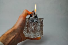 Ice cube lighter by Antonio Imperatore, frosted murano glass, Italy, 1970