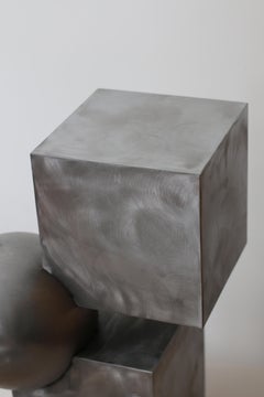 'Ice Cube' Futuristic Sidetable in Brushed Steel