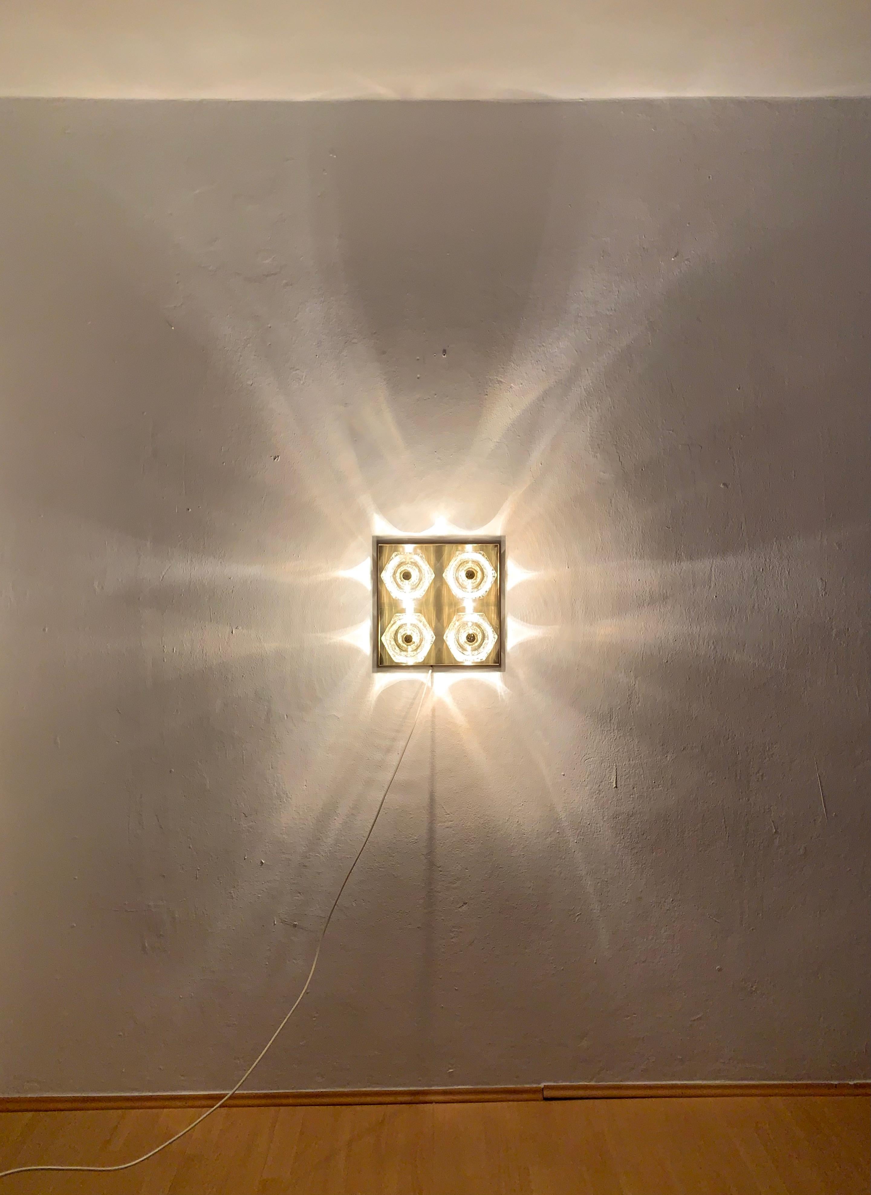 German Ice Cube Wall or Ceiling Lamp by Peill and Putzler