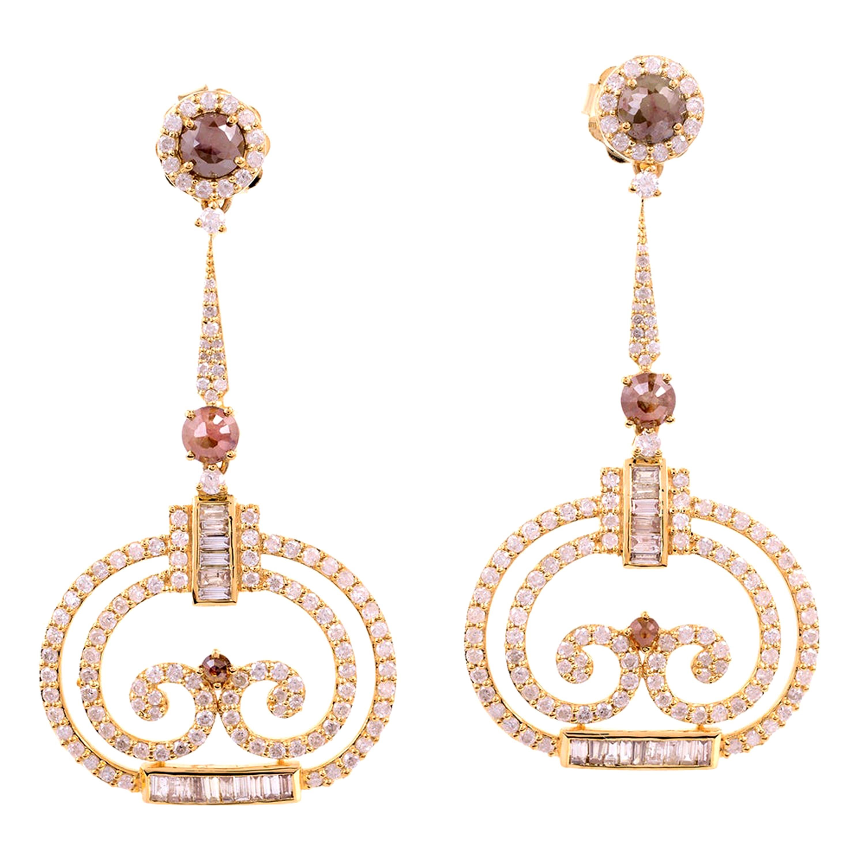 Slice Yellow Diamond Gold Earrings For Sale at 1stDibs