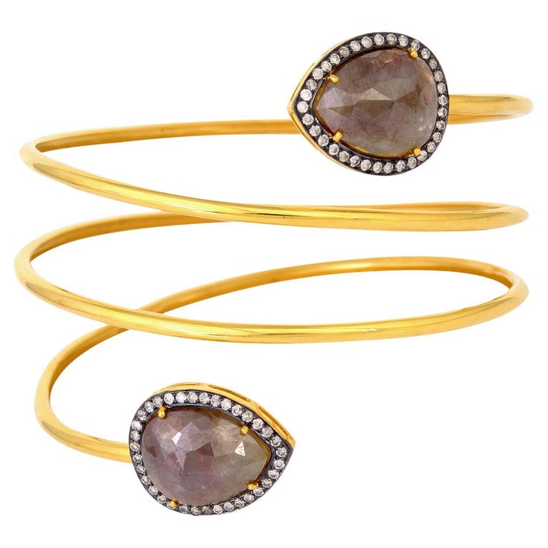 Ice Diamond Adjustable Bangle With Pave Diamonds Made In 18k Yellow ...