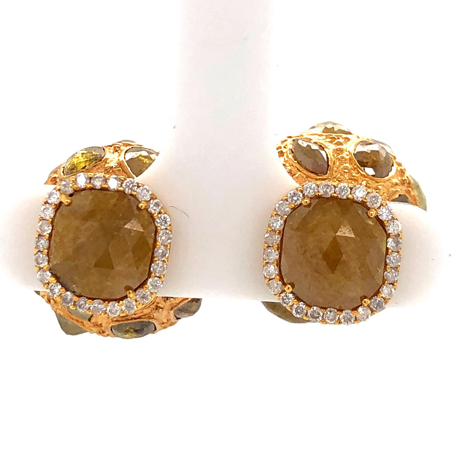 Ice Diamond Beads Earrings with Pave Diamonds Made in 18k Gold For Sale 1