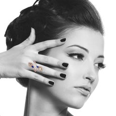 Ice Diamond & Blue Sapphire Spiral Ring Made In 18k Rose Gold